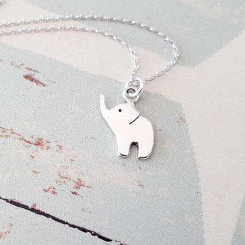 Sterling Silver Elephant Charm Necklace - Dainty 18