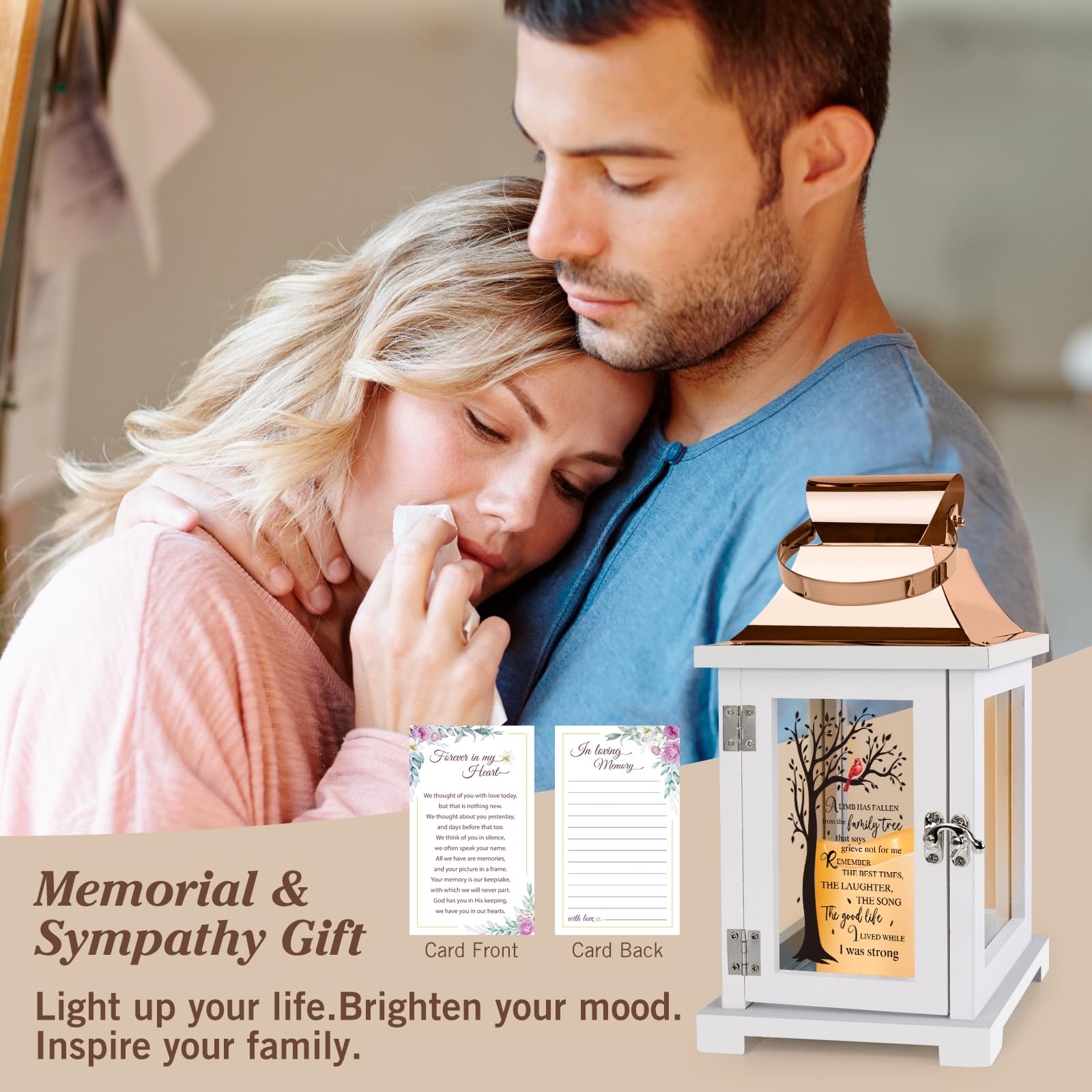Memorial Lantern with Remote Control - Sympathy Gifts for Loss of Loved Ones, Thoughtful Bereavement Gifts for Loss of Mother or Father, Funeral Remembrance Keepsake - Perfect for Candlelight Vigils, Graveside Memorials & Healing Ceremonies