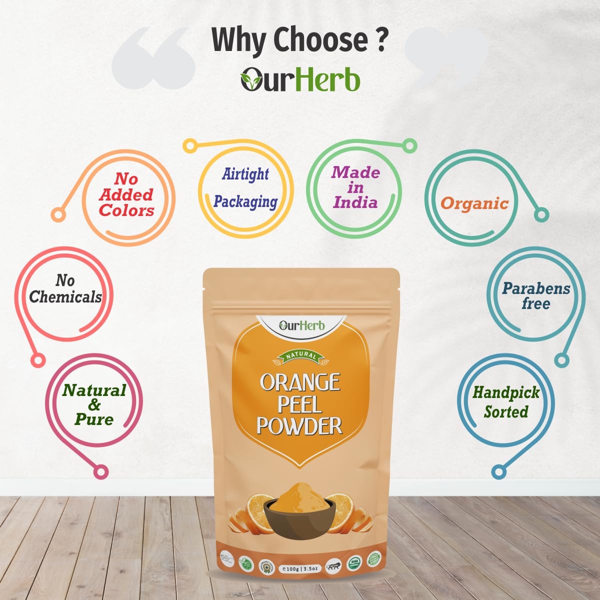 OurHerb - 100% Pure Sandalwood & Orange Peel Powder (2 x 100g) | Natural Face Mask for All Skin Types | Exfoliating Facial Scrub & Skin Brightening Treatment | Includes Free Wooden Spoon | Perfect for Spa Day, DIY Skincare & Ayurvedic Beauty Routines