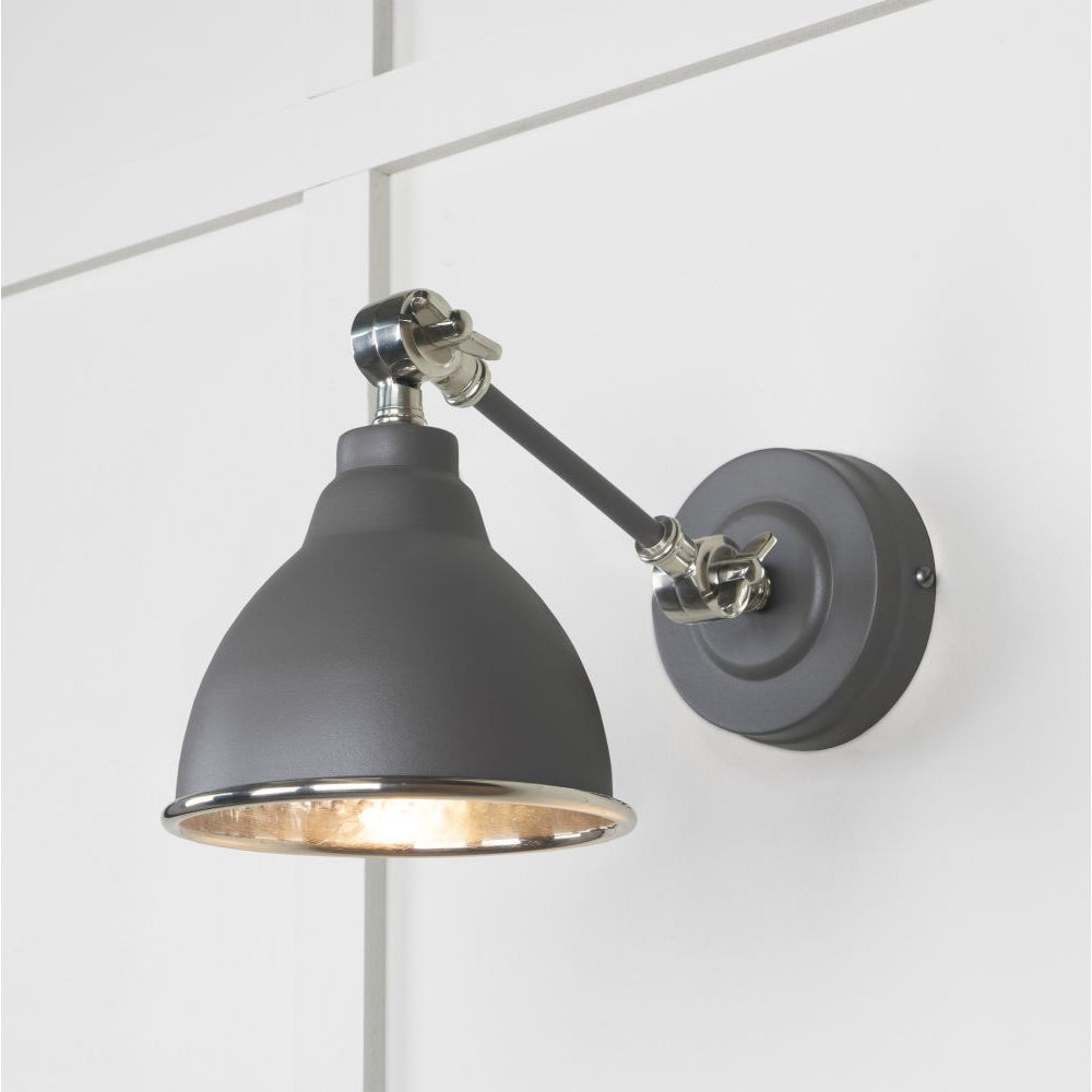 Hammered Nickel Brindley Wall Light - Vintage Industrial Sconce in Multiple Finishes - Perfect for Bedroom, Living Room & Hallway Lighting