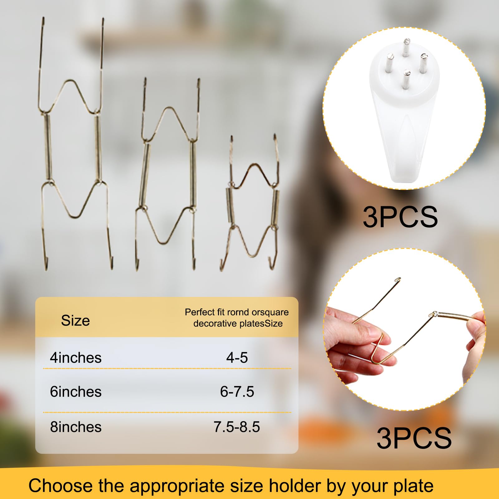 W-Shaped Invisible Plate Hangers for Walls - 3 Pack (4