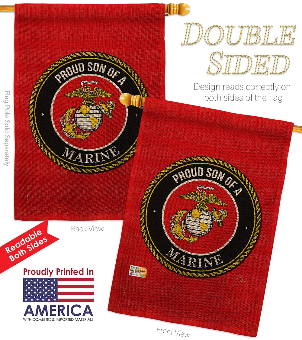 USMC Semper Fi Burlap Garden House Flag Kit - Double-Sided 28x40 Inch Military Yard Banner for Marine Corps Veterans, Armed Forces & Retirees - Perfect for Patriotic Home Decor, Veterans Day & Memorial Day Displays