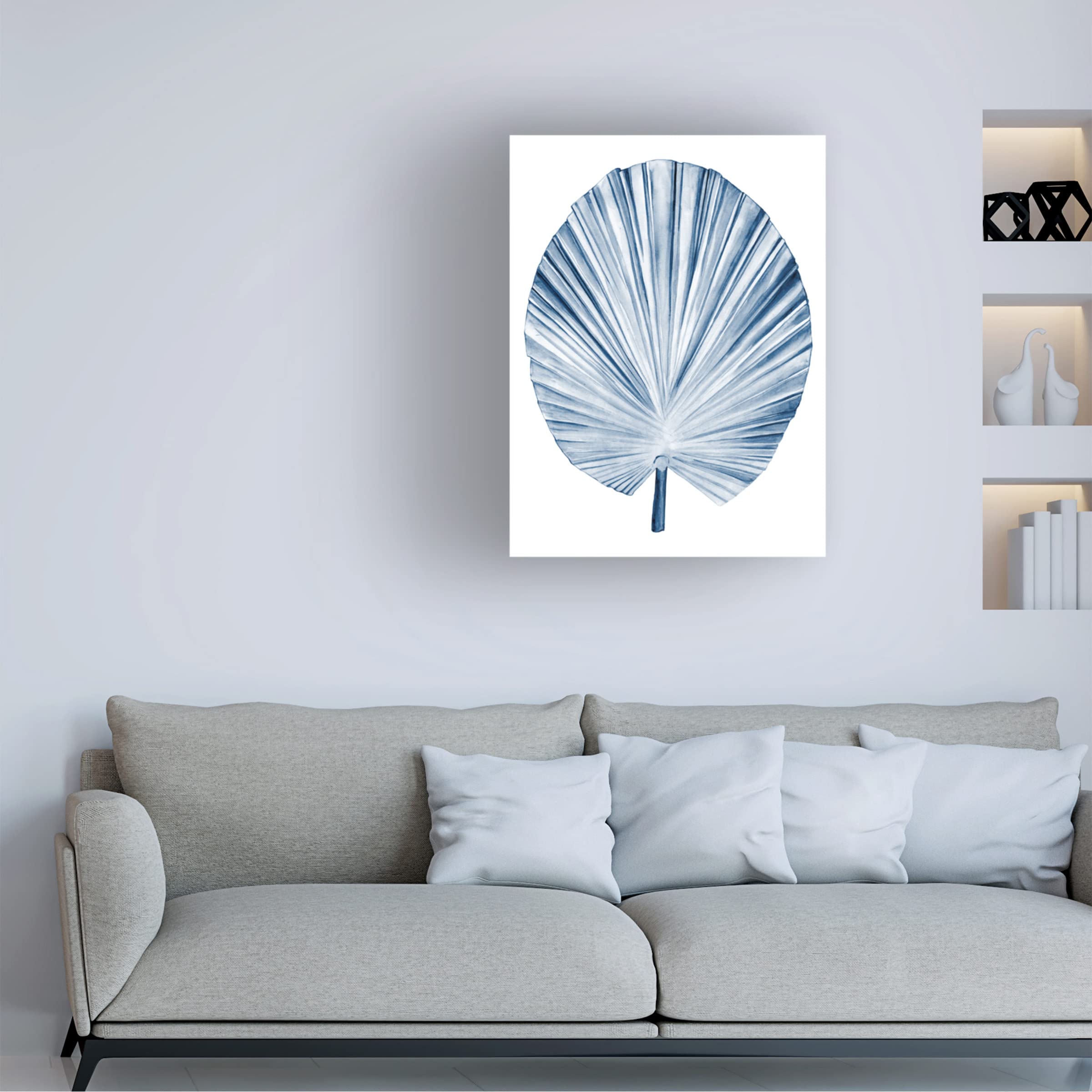 Trademark Fine Art 'Indigo Tropical Leaves IV' Canvas Wall Art Print by Megan Meagher - Modern Botanical Decor for Living Room, Bedroom & Office