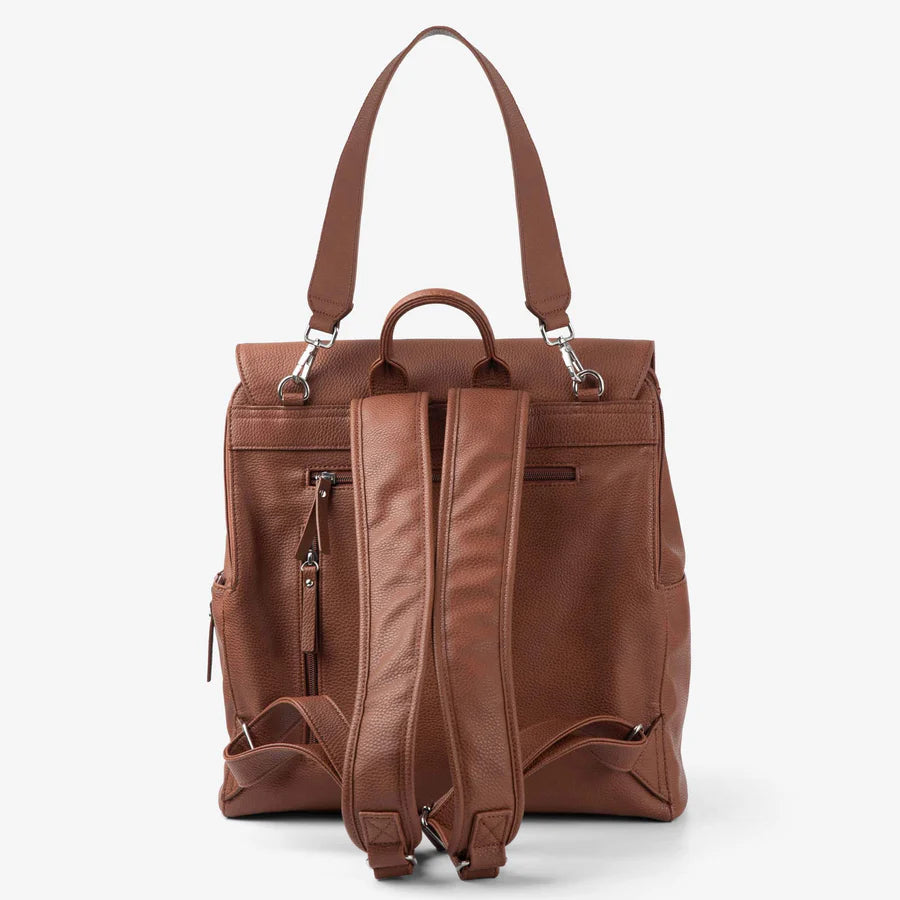 Vanchi Vegan Leather Emmy Backpack Diaper Bag in Pebbled Tan - Stylish & Spacious Baby Bag for Moms, Perfect for Travel, Shopping & Daily Use