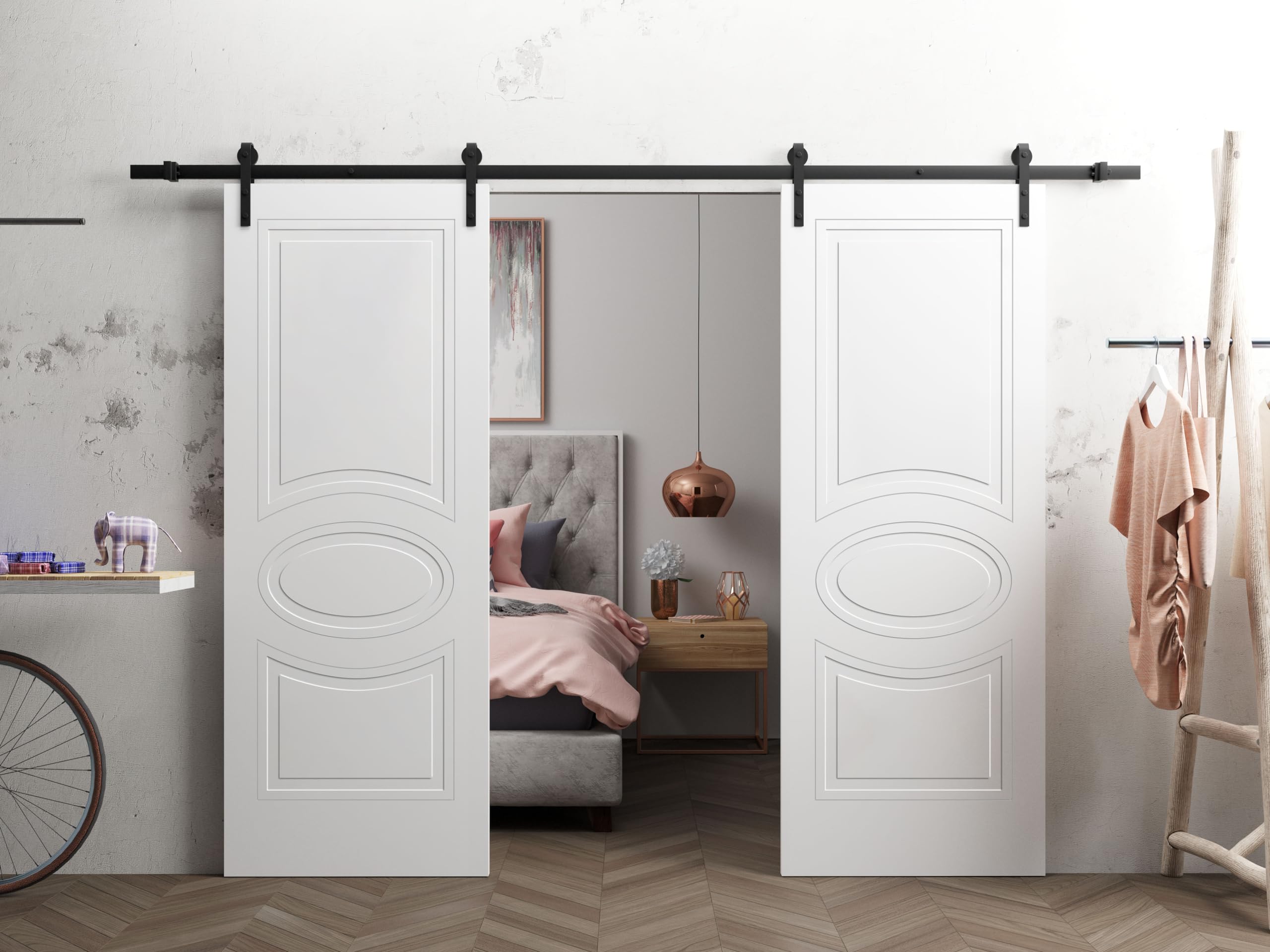 VDOMDOORS 24x96 Inches Slab Door Panel - Mela 7001 Matte White Modern Finished Pocket Closet Sliding Barn Door | Perfect for Bedroom, Closet & Home Office Renovation