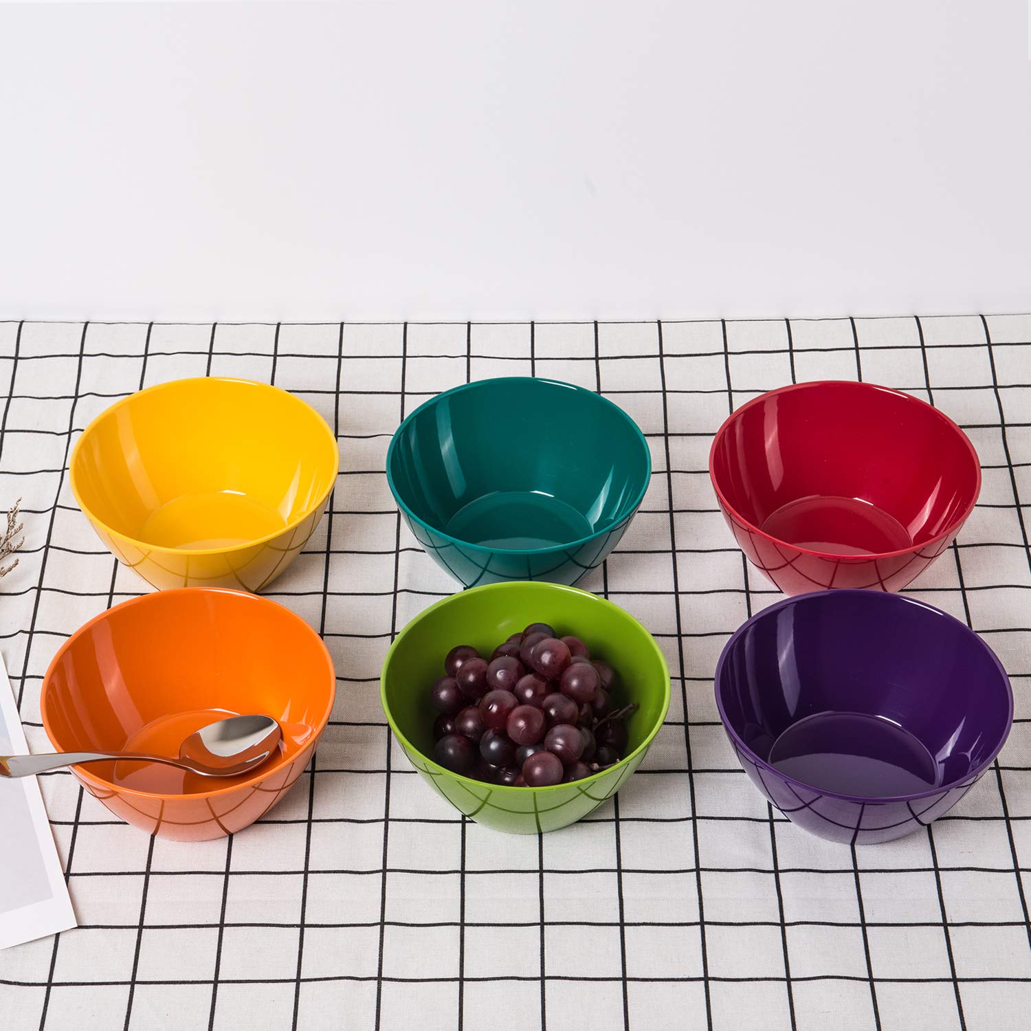 KOXIN 6-inch Melamine Bowls Set of 6 - BPA Free & Dishwasher Safe for Cereal & Salad