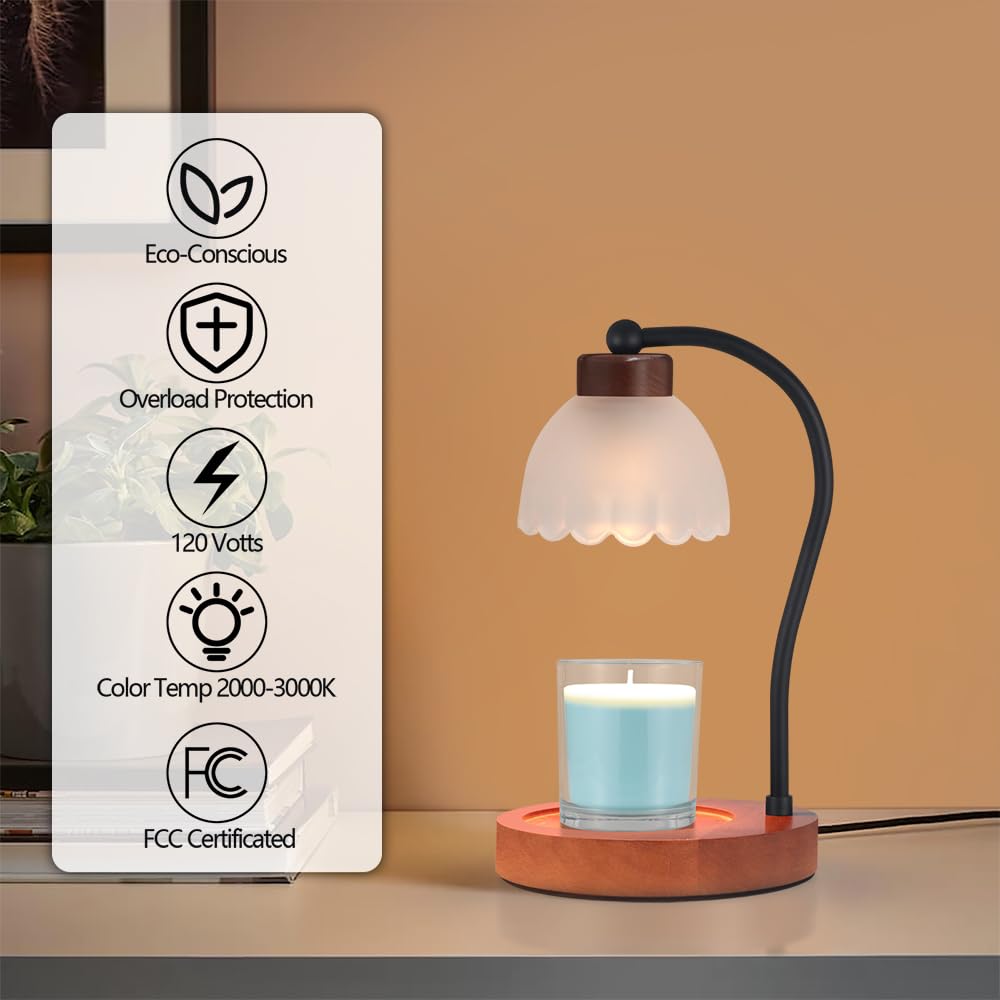 Electric Candle Warmer Lamp with Timer - 2 Bulbs Included - Wax Melter for Yankee Jar Candles - Home Decor & Aromatherapy Device (B-White Glass) - Perfect for Living Room, Bedroom, Office Relaxation & Holiday Ambiance