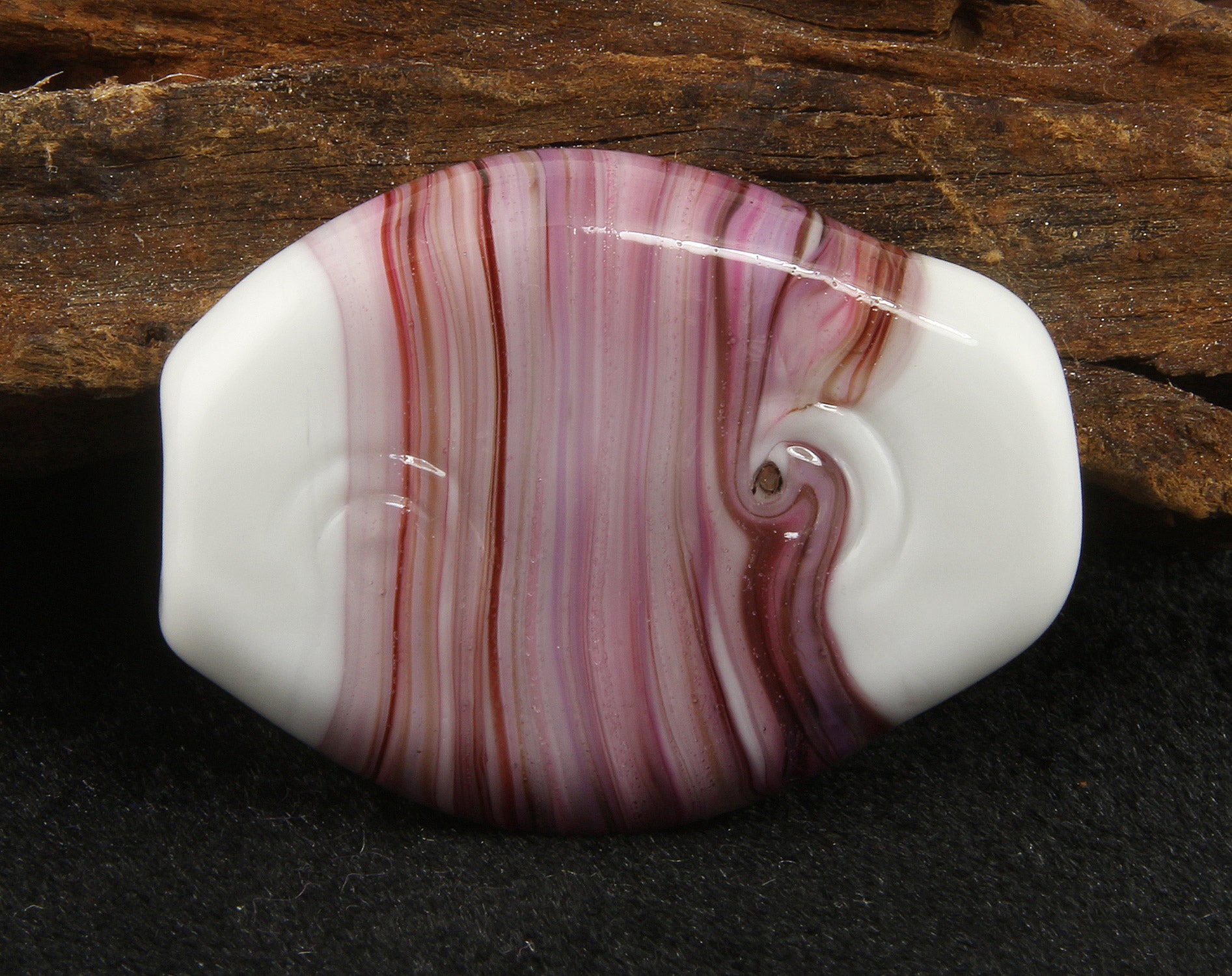Handmade Pink Striations Lampwork Glass Focal Bead - SRA Certified - Perfect for Jewelry Making, DIY Crafts & Beading Projects
