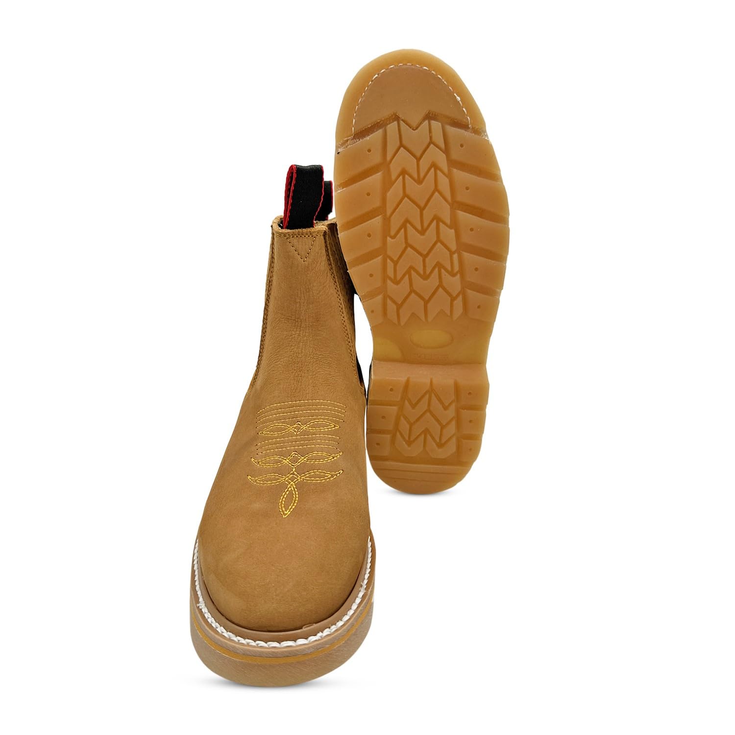 **Western Cowboy Boots for Men - Genuine Leather Soft Toe Ankle Work Boots - Perfect for Rodeo, Ranch Work & Casual Wear**