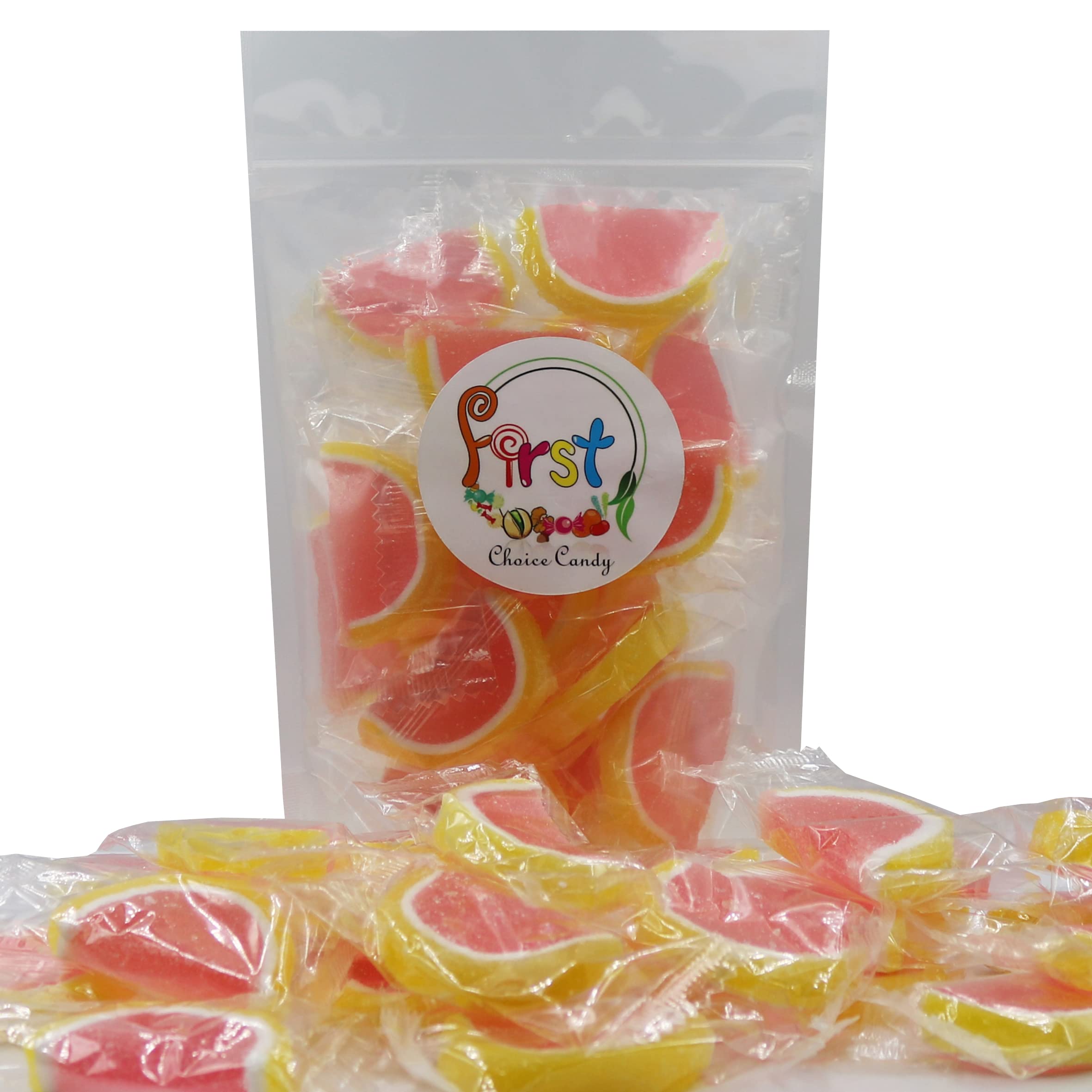 Pink Grapefruit Gummy Candy - 2lb Bulk Jelly Fruit Slices, Individually Wrapped for Freshness | Perfect for Party Favors, Office Snacks & Halloween Treats