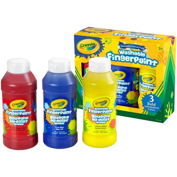 Crayola Washable Finger Paint Set - 3 Pack Non-Toxic & Safe for Kids - Perfect for Art Projects, Classroom Activities & Creative Play at Home
