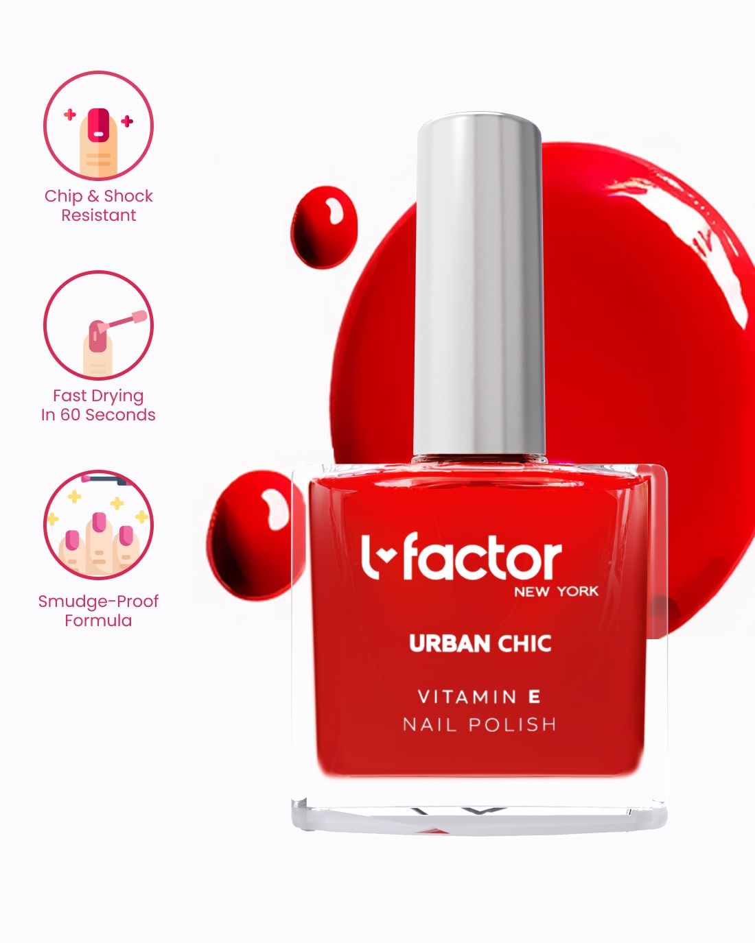 Urban Chic Nail Polish - Long Lasting Vegan Nail Lacquer for Women - Perfect for Parties, Weddings & Everyday Wear
