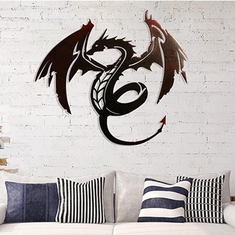Metal Dragon Wall Art - Handcrafted Dragon Sculpture Decor for Bedroom, Living Room, Office | Unique Home Wall Hanging for Fantasy Lovers & Medieval Theme Decor