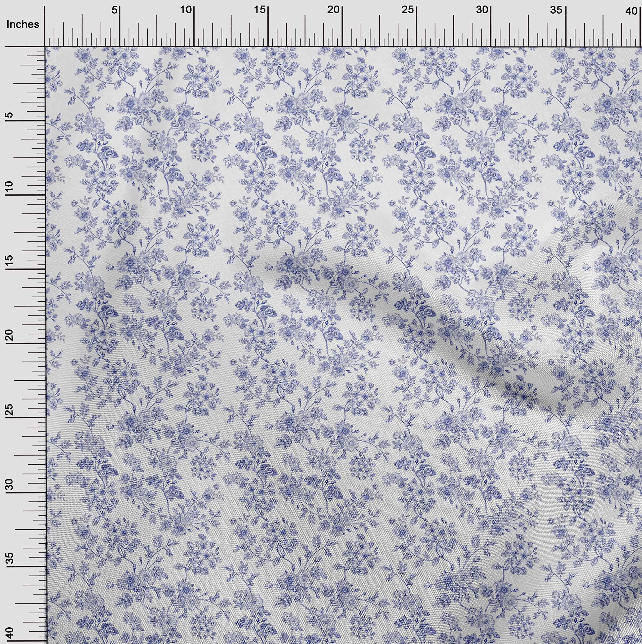 oneOone Rayon White Baroque Print Fabric - 56 Inch Wide Sewing Material for DIY Clothing, Dresses & Home Decor | Premium Quality by The Yard