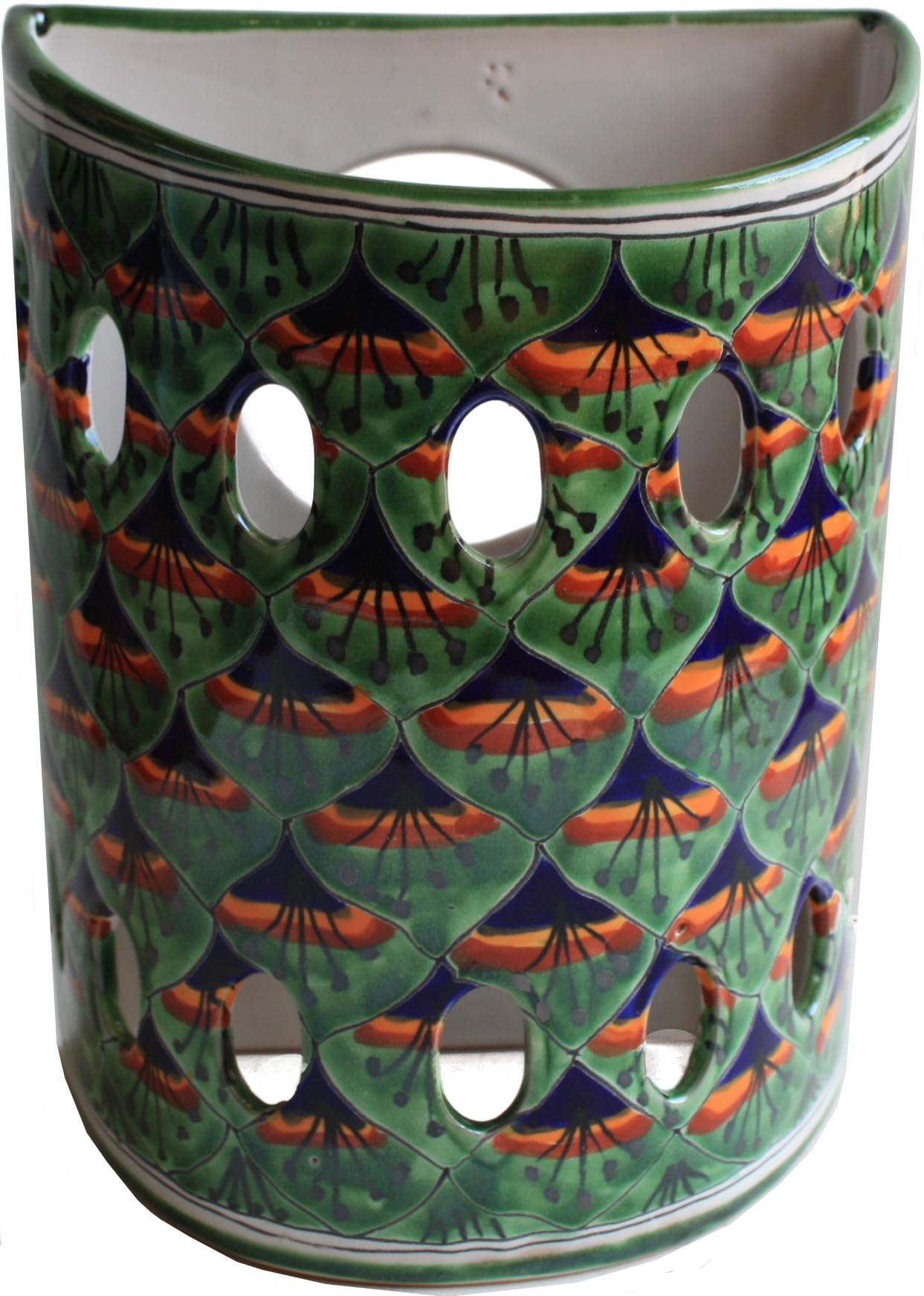 Handmade Peacock Talavera Ceramic Wall Sconce - Mexican Folk Art Light Fixture for Living Room, Bedroom, or Bathroom Decor
