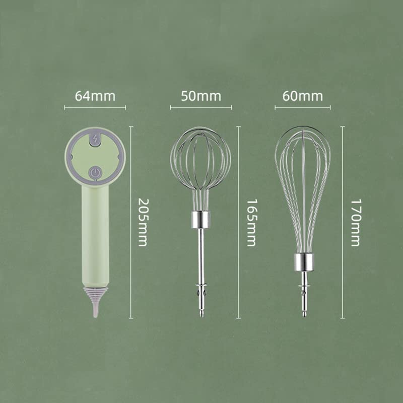 Portable Rechargeable Mini Electric Hand Mixer - Food Blender & Whisk with 2 Speeds, LOBOY (Green) | Perfect for Smoothies, Baking & Cooking at Home, Camping & Travel