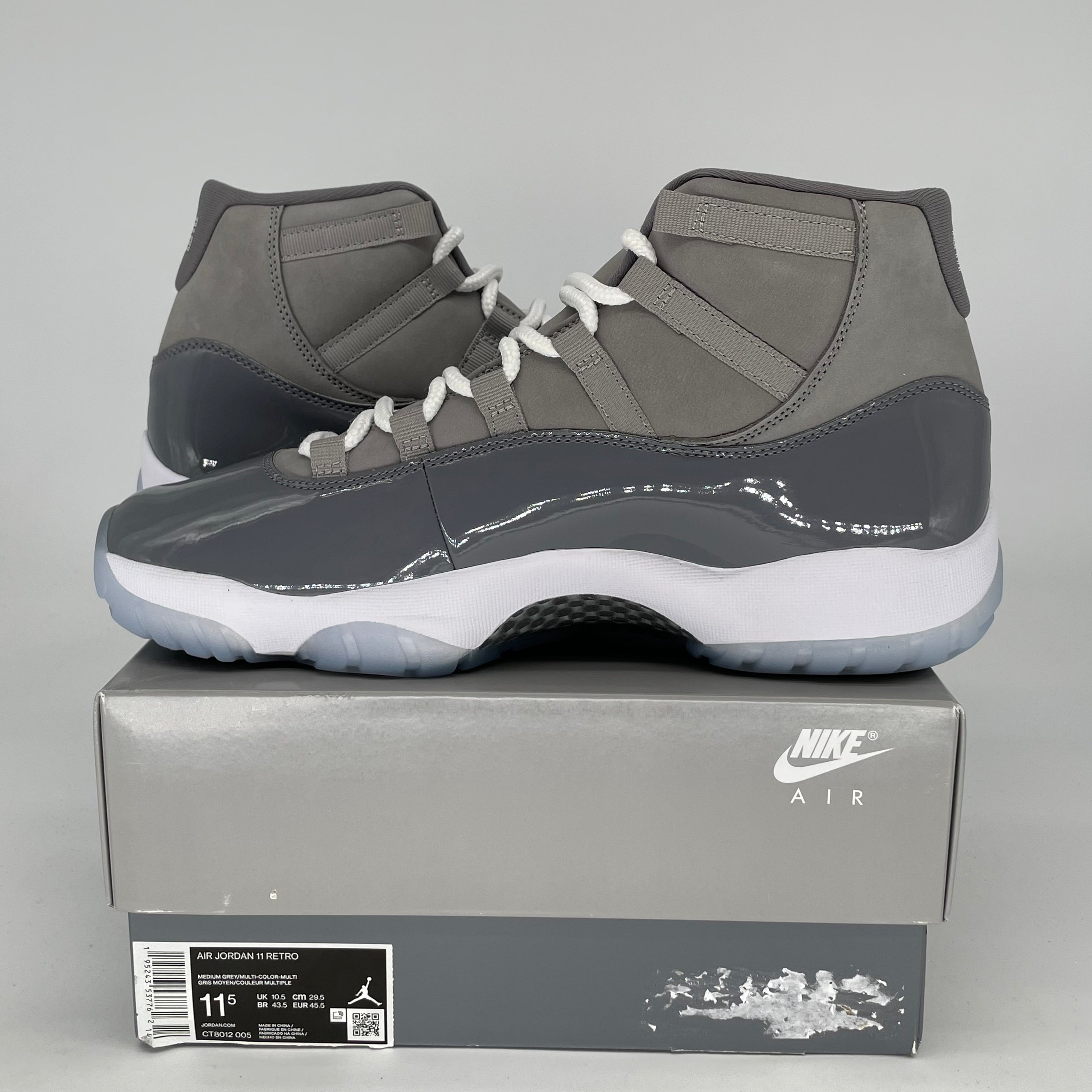 AIR JORDAN 11 Retro Cool Grey Basketball Shoes - Men's Size 11.5/Women's Size 13 (CT8012-005) - Perfect for Streetwear, Sneaker Collecting & Basketball Games
