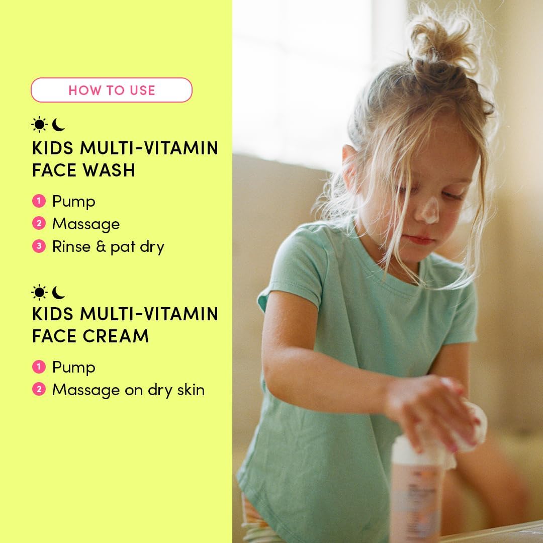 Evereden Kids Happy Face Duo - Cool Peach & Multi-Vitamin Lip Balm Set with Face Wash & Cream | Clean, Vegan Skincare for Kids 3+ | Moisturizing & Nourishing | Perfect for Daily Care & Travel Essentials