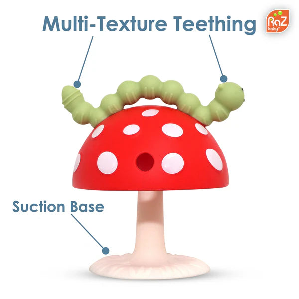 Organic Mushroom Teether for Babies - Soft Silicone Teething Toy for Infants & Toddlers - Safe & BPA-Free - Perfect for Soothing Sore Gums at Home or On-The-Go