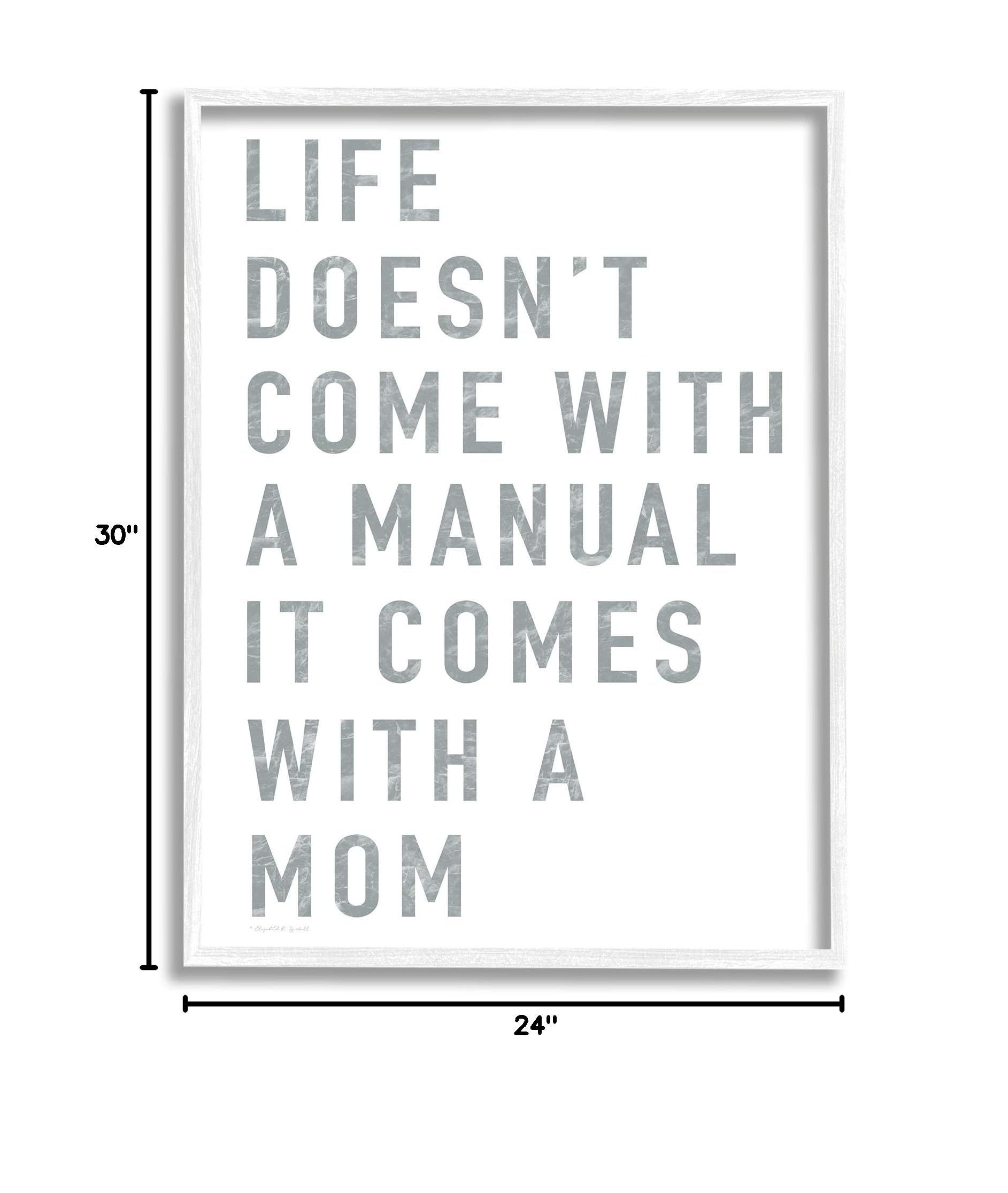 Stupell Industries 'Doesn't Come with Manual' Mom Appreciation Wall Art - Gray Text Framed Canvas Print 24