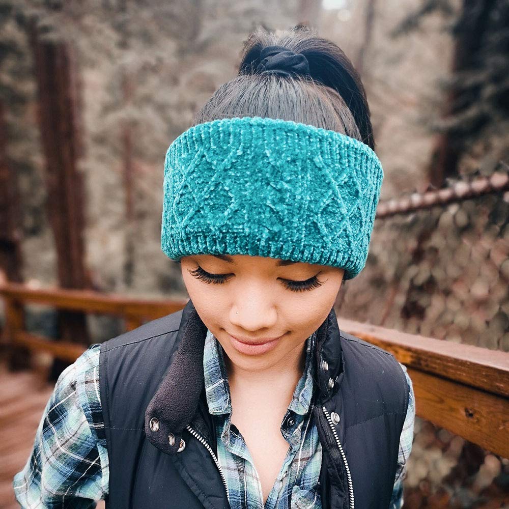 Pudus Vegan Winter Headbands for Women - Soft Stretch Ear Warmer Headwrap with Warm Faux Fur Fleece Lining - Cozy Winter Accessories for Outdoor Activities, Skiing, Running & Daily Wear