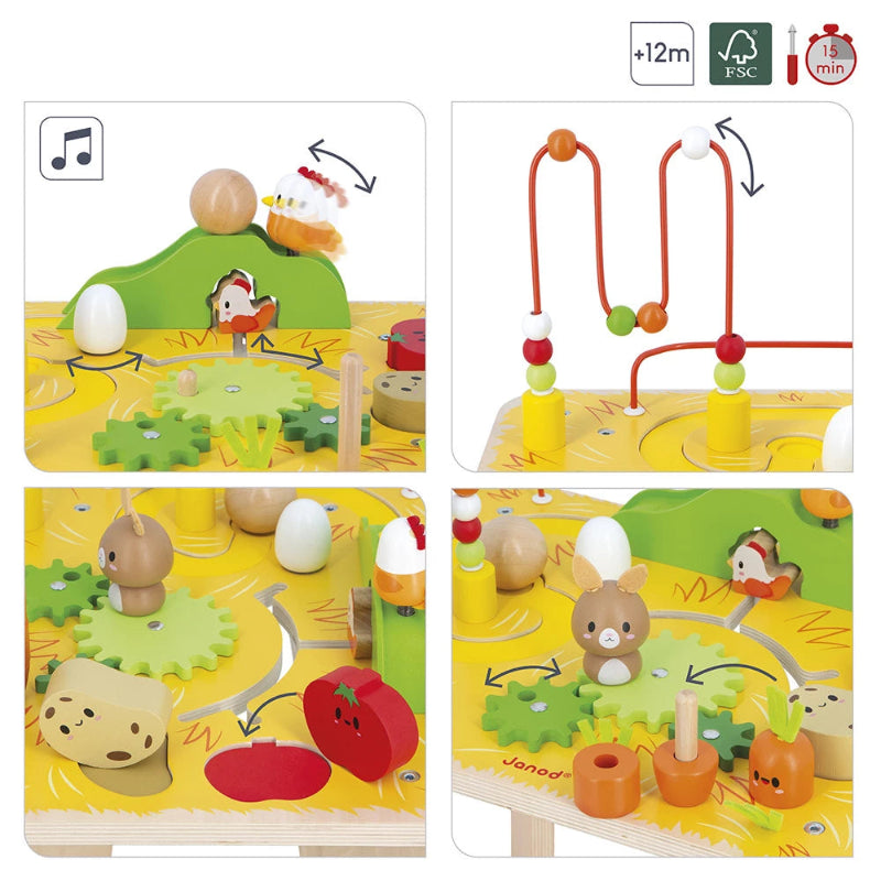 Wooden Farm Activity Table for Kids - Montessori Learning Toy with Animal Figures - Perfect for Pretend Play, Early Education & Toddler Development