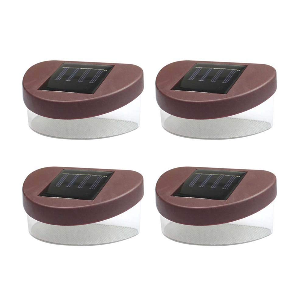 OSALADI 4-Pack Solar Powered Outdoor Garden Fence Lights - Waterproof LED Street Lamps (2 Brown Shell & White Light) for Pathway, Yard, Patio, and Driveway Lighting