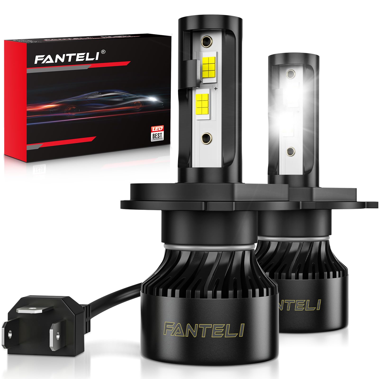 H4 LED Bulb 34000LM 800% Brighter 1:1 Size 9003 LED Bulb - Plug and Play HB2 Bulb 6000K Cool White - IP68 Waterproof - Pack of 2 - Perfect for Interior Light, Dome Light, Map Light, Door Light and License Plate Lights - Ideal for Cars, Trucks, SUVs and Motorcycles