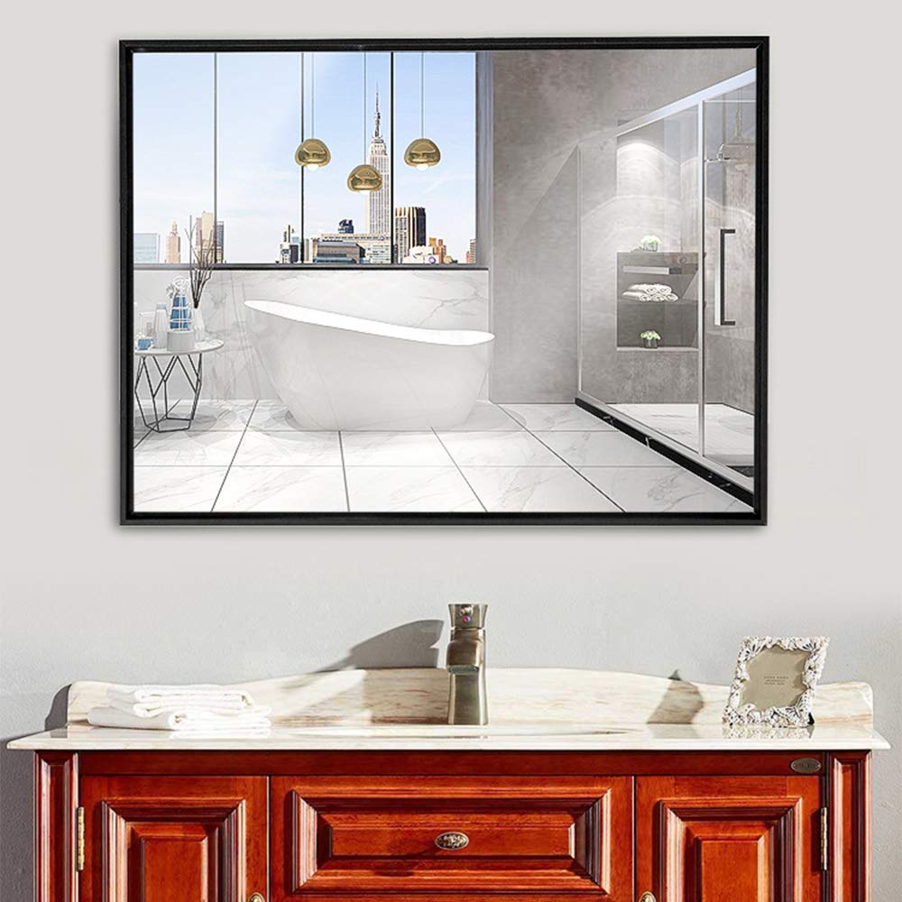 Custom Full-Length Mirror - Aluminum Alloy Frame Wall-Mounted Makeup Mirror (30x50, 50x70) in Black, Silver & Gold | Durable Square Mirror for Salon, Bedroom, Bathroom & Dressing Room