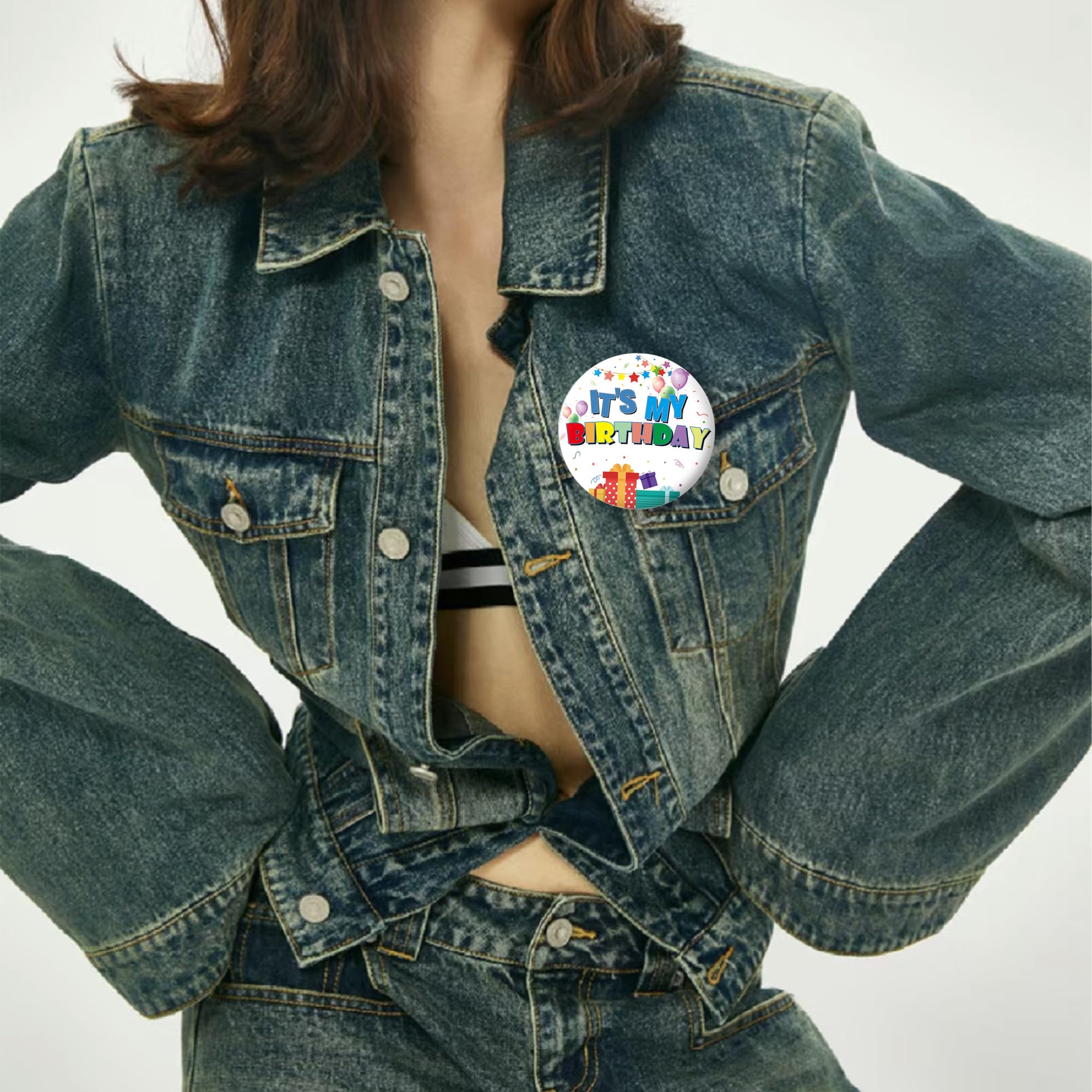 HAHZY Happy Birthday Pin - 2.3'' It's My Birthday Button Pins for Women, Men, Boys & Girls - Cute Birthday Party Favors, Decorations & Gift Ideas - Perfect for Birthday Celebrations, Office Parties & School Events