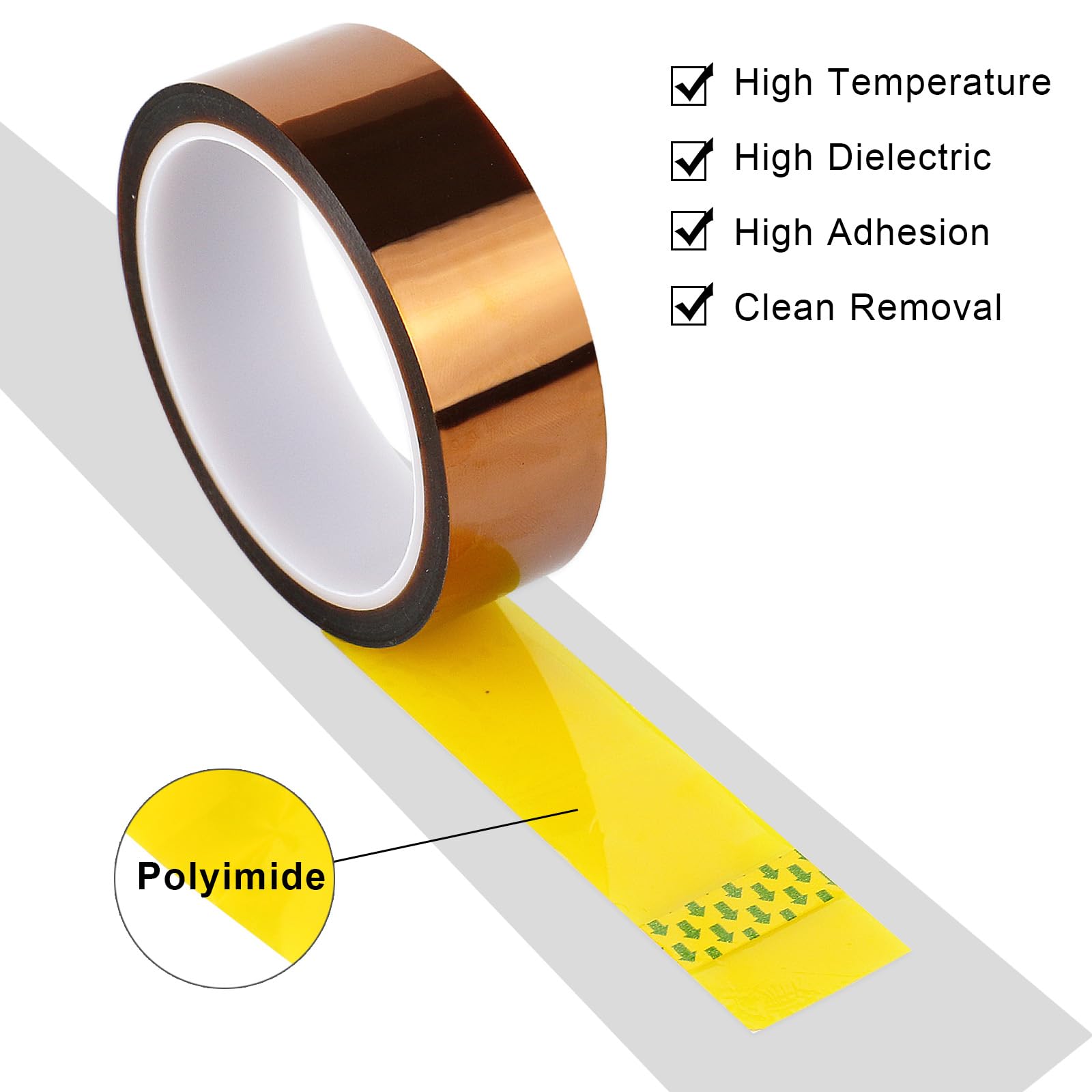 BOMEI PACK High Temperature Resistant Tape - Heat Resistant Thermal Tape for Heat Transfer, CPU & PCB Protection - 30mm x 33m Polyimide Tape for Vinyl Press, Electronics Repair, and DIY Craft Projects