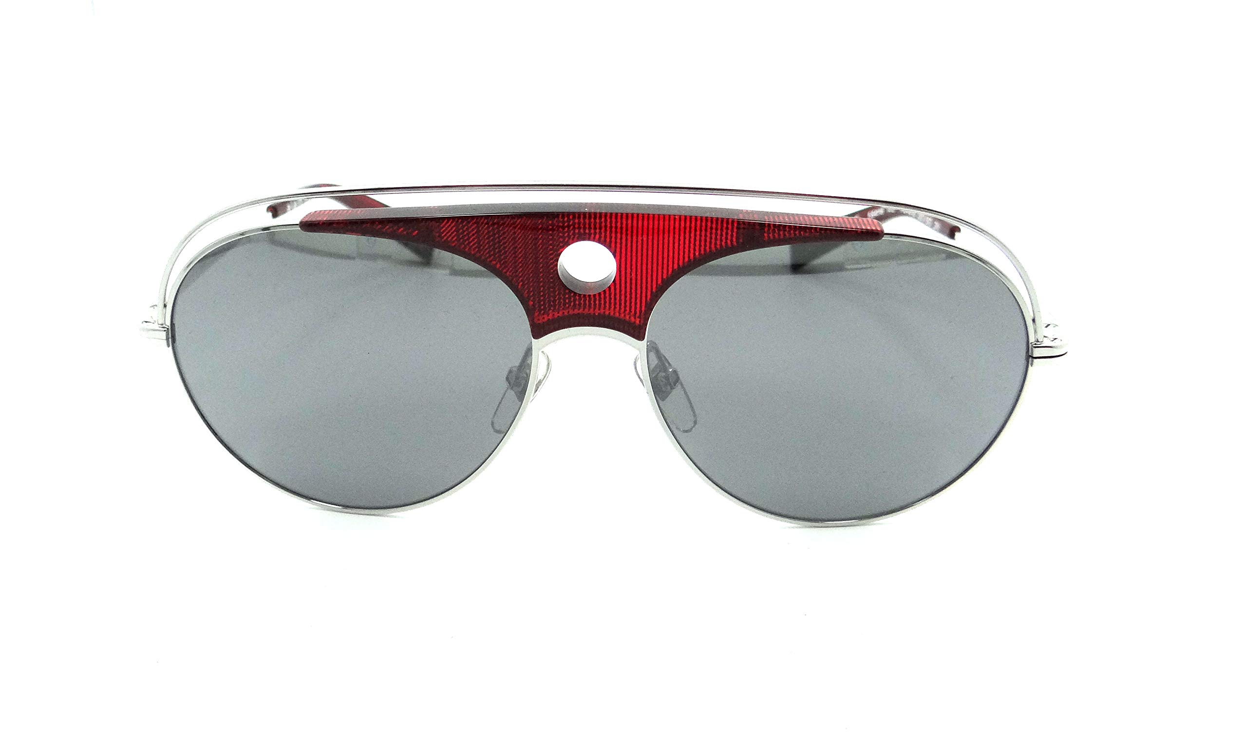 Stylish A04010 Sunglasses with Red Dot Design - Silver/Grey Frame & UV Protection - Perfect for Outdoor Activities, Beach & Driving