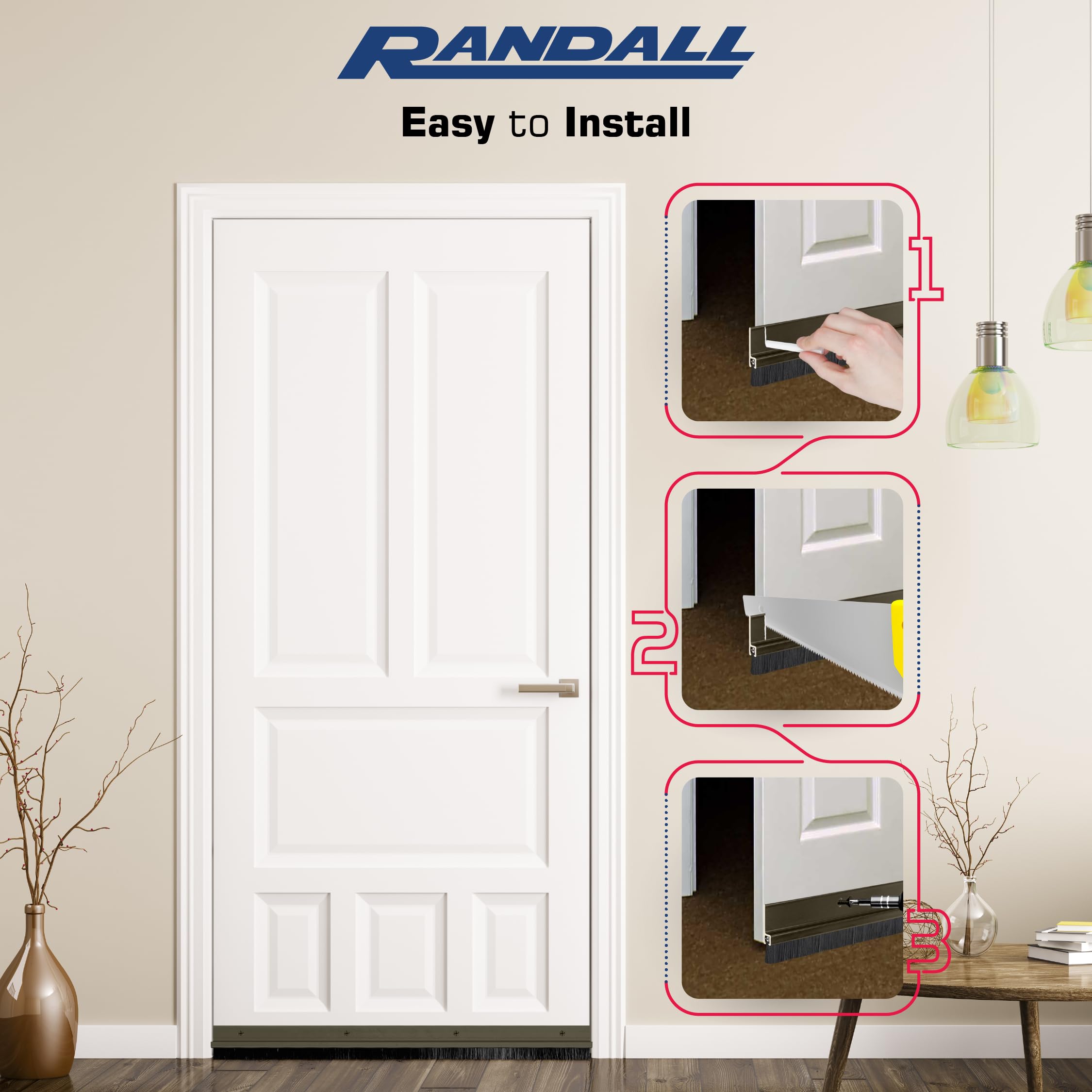 Randall Manufacturing Co. Inc. - 3 Feet Aluminum Door Sweep with Black Brush | 1