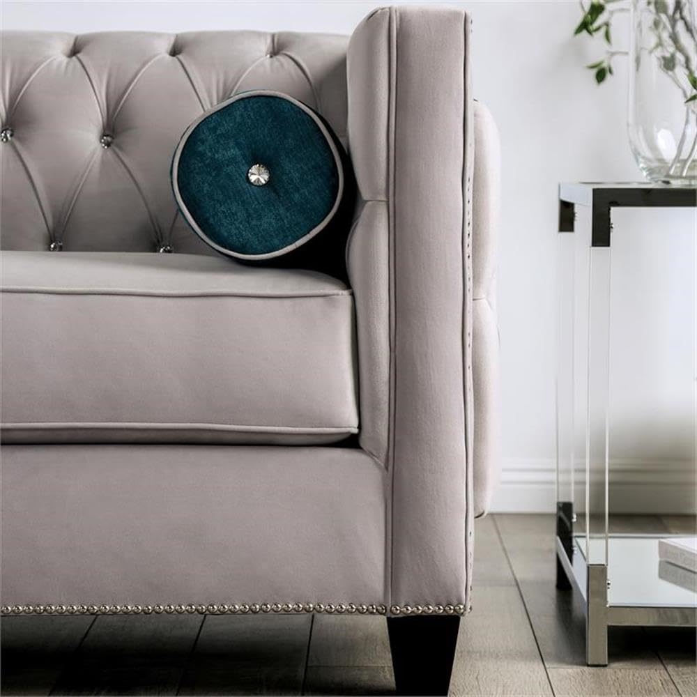 Furniture of America Youngquist Transitional Fabric Upholstered Sofa in Gray - Modern Living Room Couch for Home & Office Comfort