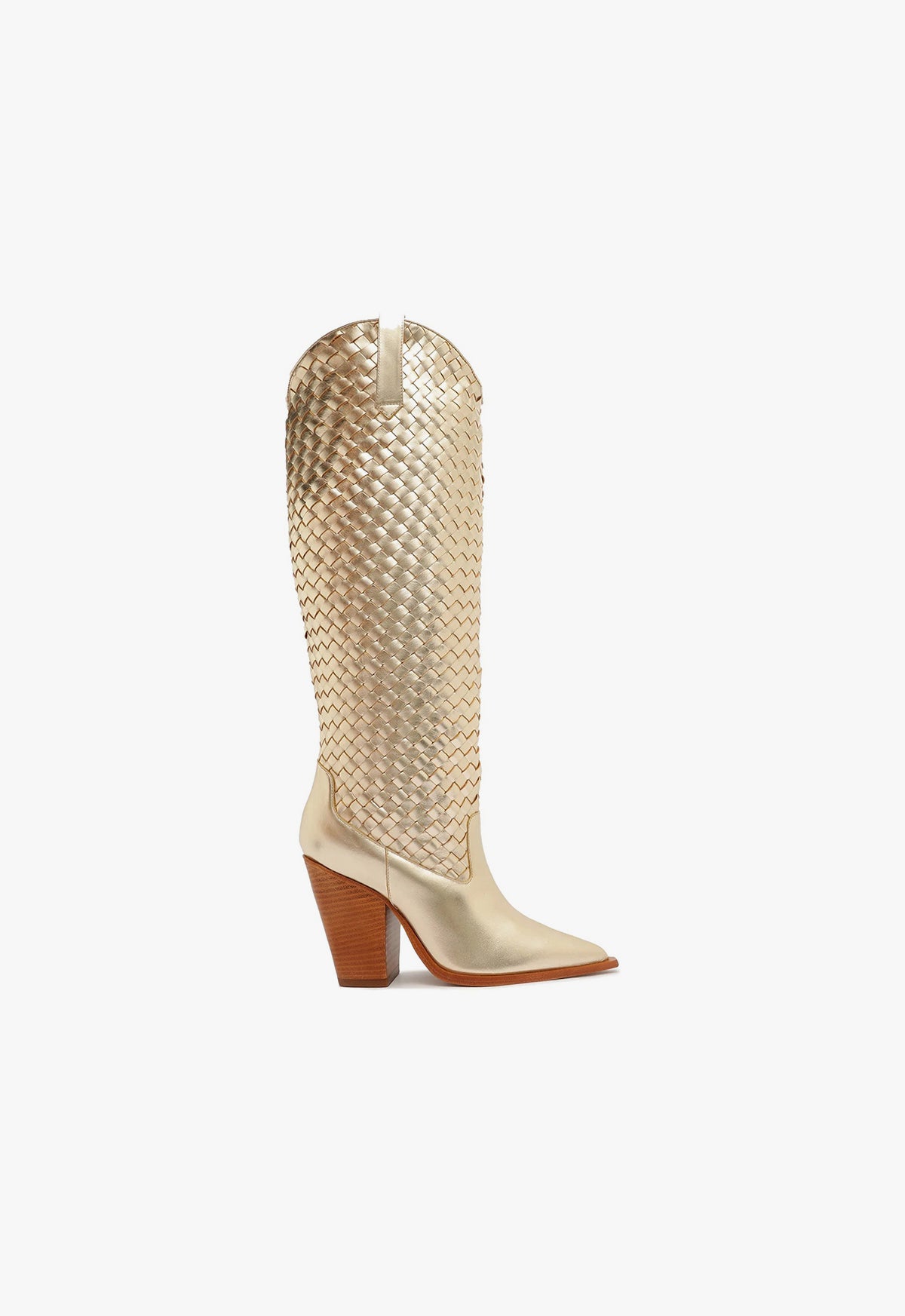 Ella Women's Woven Metallic Leather Ankle Boots - Stylish Fashion Booties for Casual Outfits, Date Night & Fall Winter Wardrobe