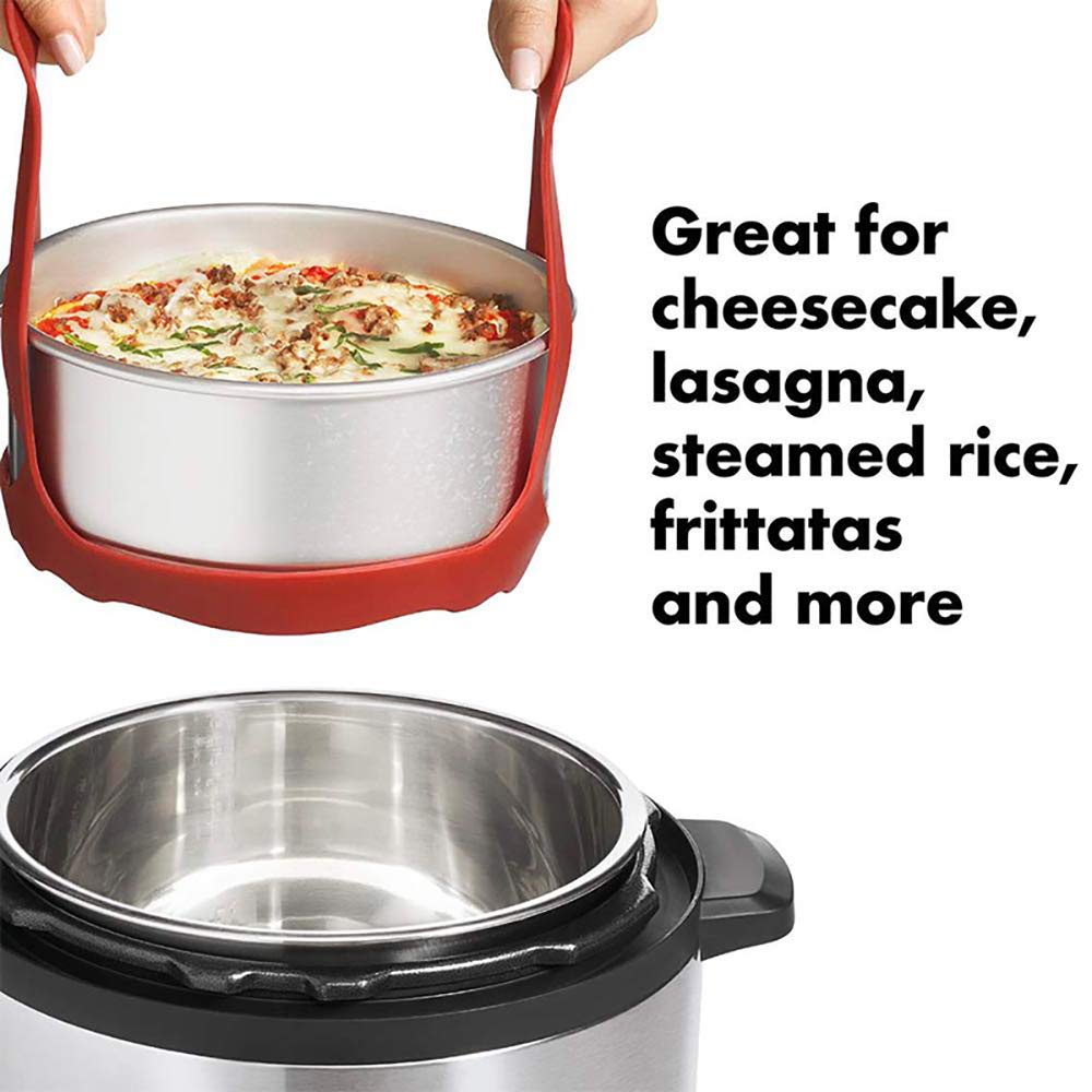 **Silicone Pressure Cooker Sling for 6 Qt & 8 Qt Instant Pot, Ninja Foodi - Anti-Scalding Bakeware Lifter & Steamer Rack - BPA-Free Egg Steamer (Red) - Perfect for Cooking, Baking & Steaming**