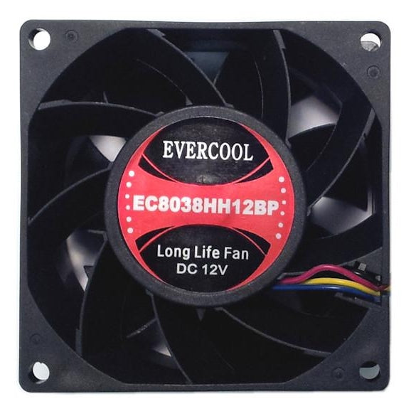 Evercool 80x80x38mm 12V PWM High Performance Cooling Fan with 4-Pin Connector - Perfect for PC, Gaming Rig, Server & Electronics Cooling