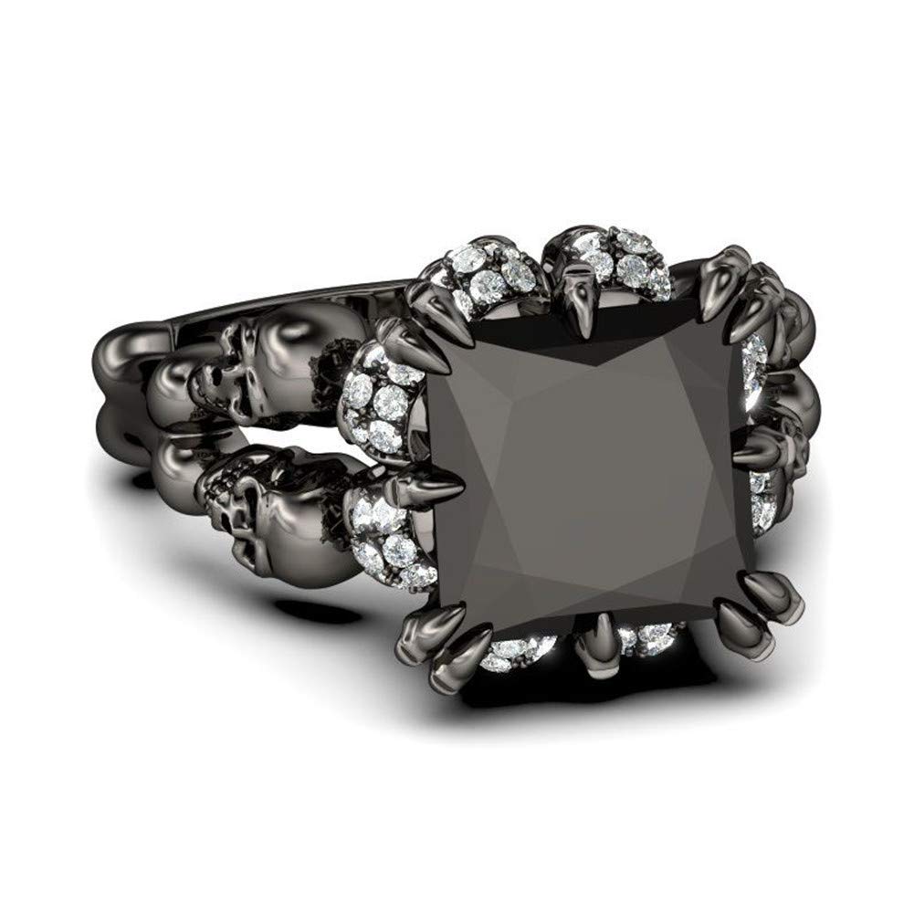6.55 Carat Princess Cut Diamond Engagement Ring for Women - Sterling Silver Double Row Halo Bridal Ring Set with Black Plating, Anniversary Promise Ring Gift Box (Perfect for Proposals, Weddings & Special Occasions)
