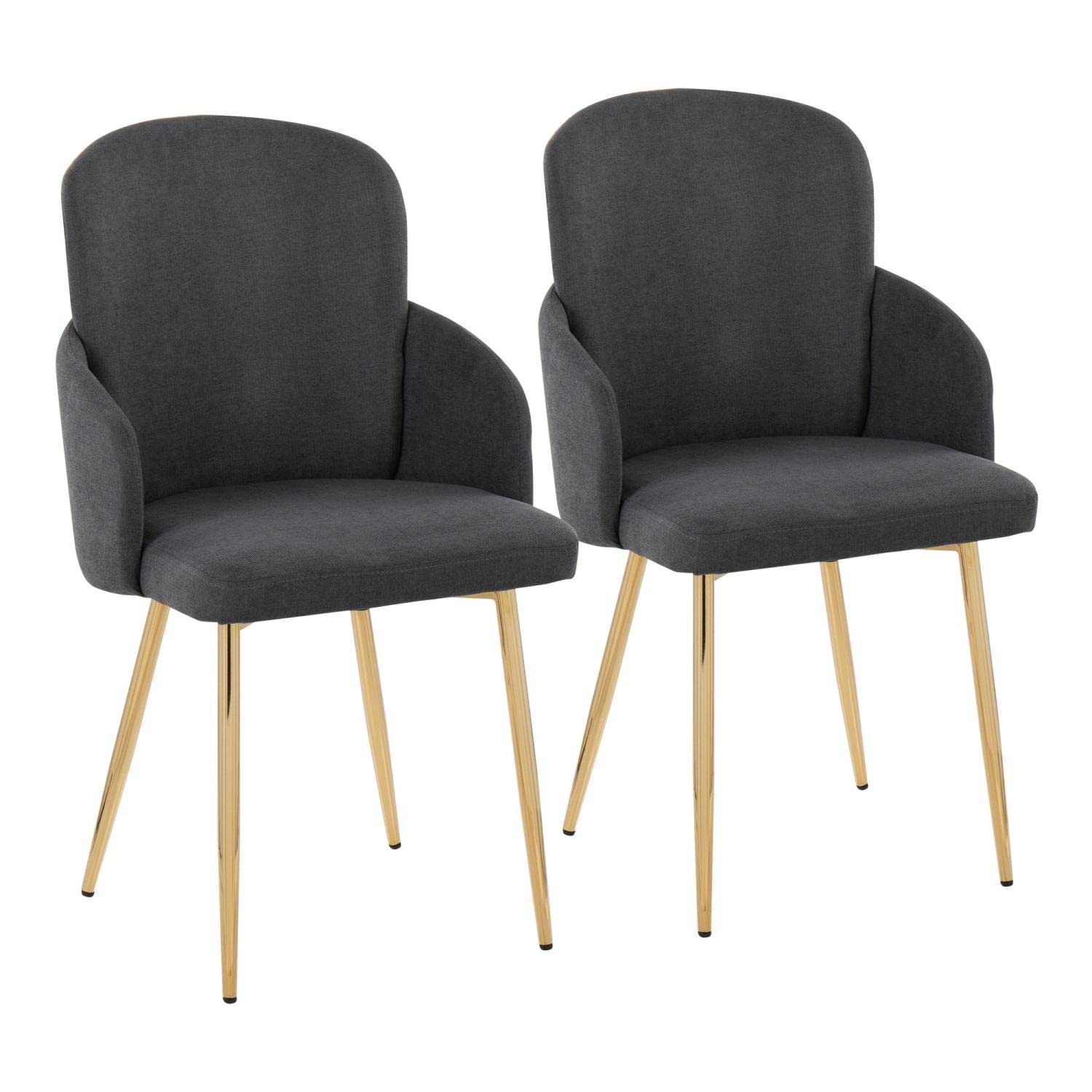 LumiSource Dahlia Upholstered Dining Chairs Set of 2 - Modern Kitchen Chairs for Dining Table, Comfortable Contemporary Seating for Home, Restaurant & Office Use