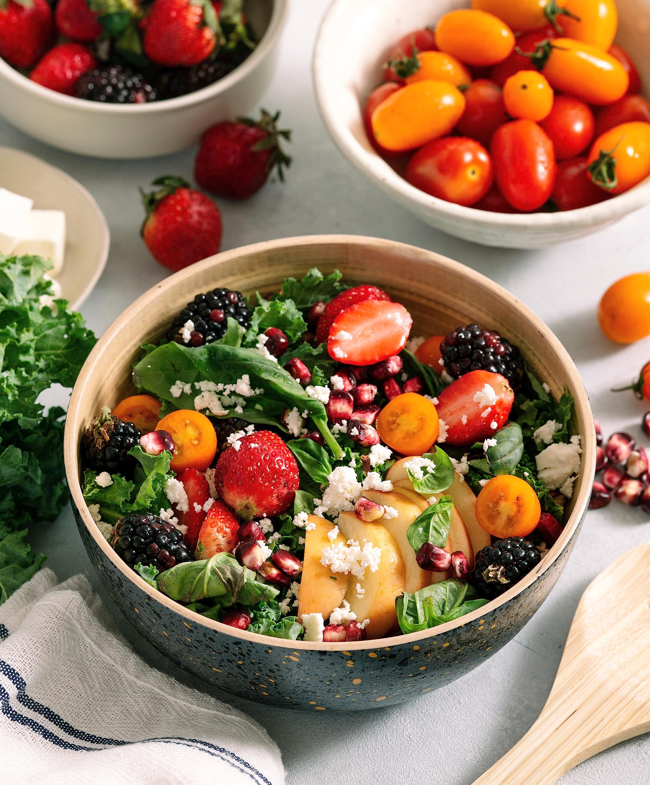 Handmade Bamboo Salad Bowl - Wooden Serving Bowl for Pasta & Snacks | Kitchen & Dining Decor
