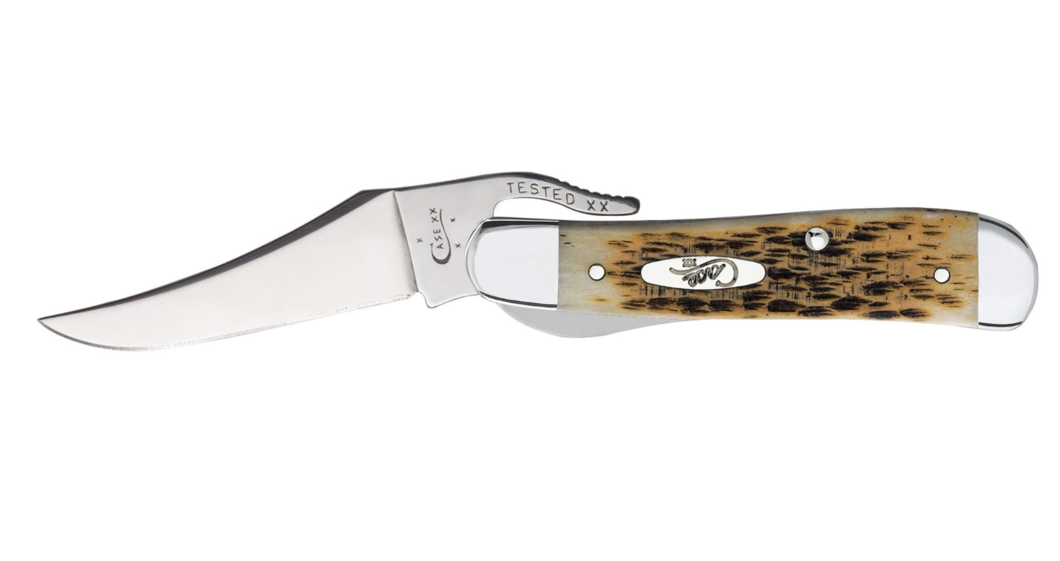 Amber Bone Peach Seed Jig RussLock® Pocket Knife (00260) - Durable Folding Knife for Camping, Hunting & Everyday Carry (EDC)