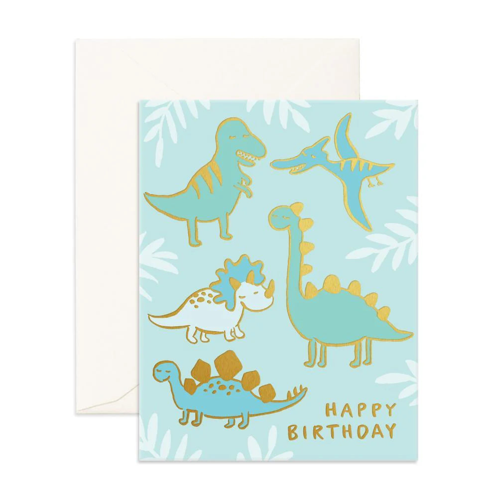 Dinosaur Birthday Greeting Card with Foil Accents - Perfect for Kids' Parties, Dino Lovers & Unique Birthday Wishes