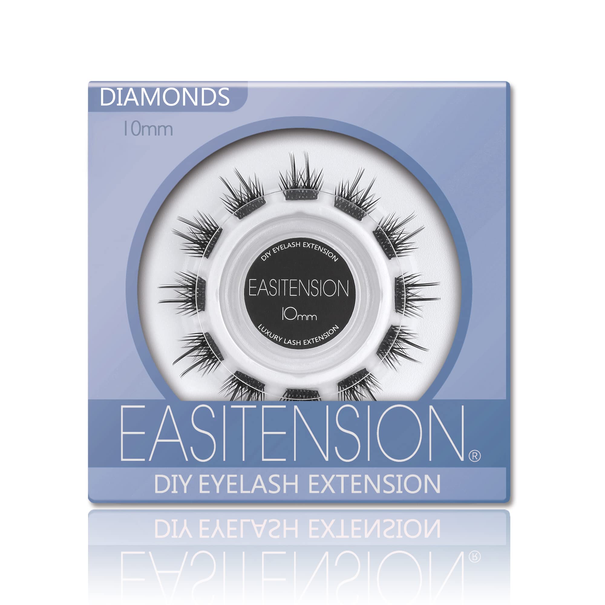 3D Effect DIY Eyelash Extension Kit - 12 Clusters Volume Lashes with Glue Bonded Band (10MM Diamonds, C Curl) for Natural Look & Home Salon Use | Perfect for Parties, Weddings & Special Occasions