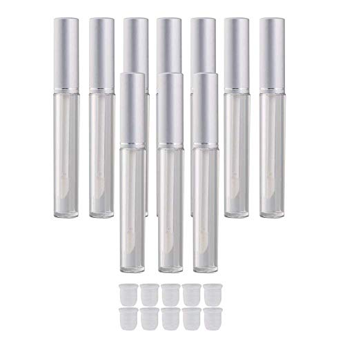 10Pcs Empty Lip Gloss Tubes (3.5ml) - Silver Mini Cosmetic Containers for DIY Lip Balm, Makeup & Travel - Perfect for Home, Salon & Gift Packaging