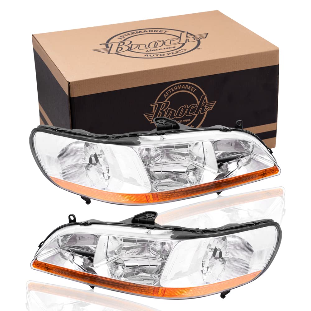 1998-2002 Honda Accord Replacement Halogen Headlight Assembly Set - Driver & Passenger Side - OEM Style Headlights for Improved Night Visibility
