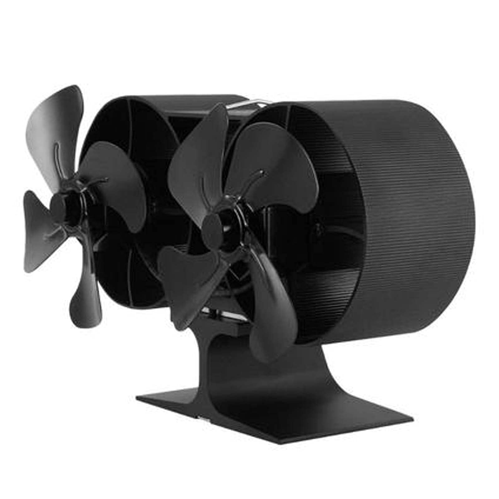 8 Blades Dual Head Powered Stove Fan - Aluminum Fireplace Fan with Quiet Eco Design for Wood/Log Burner - Perfect for Heating & Energy Efficiency in Living Rooms, Cabins & Outdoor Spaces