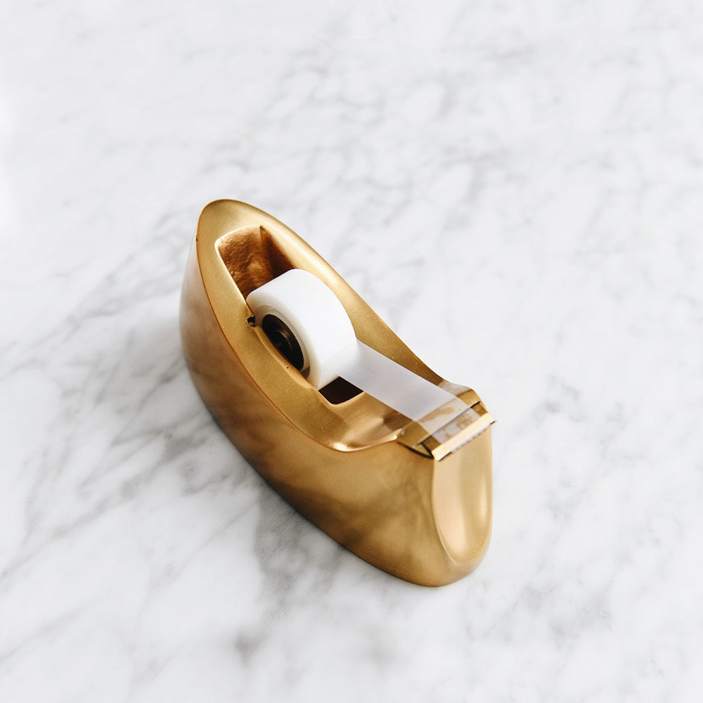 Premium Brass-Plated Tape Dispenser - Heavy Duty & Stylish for Office, Packaging, and Home Use