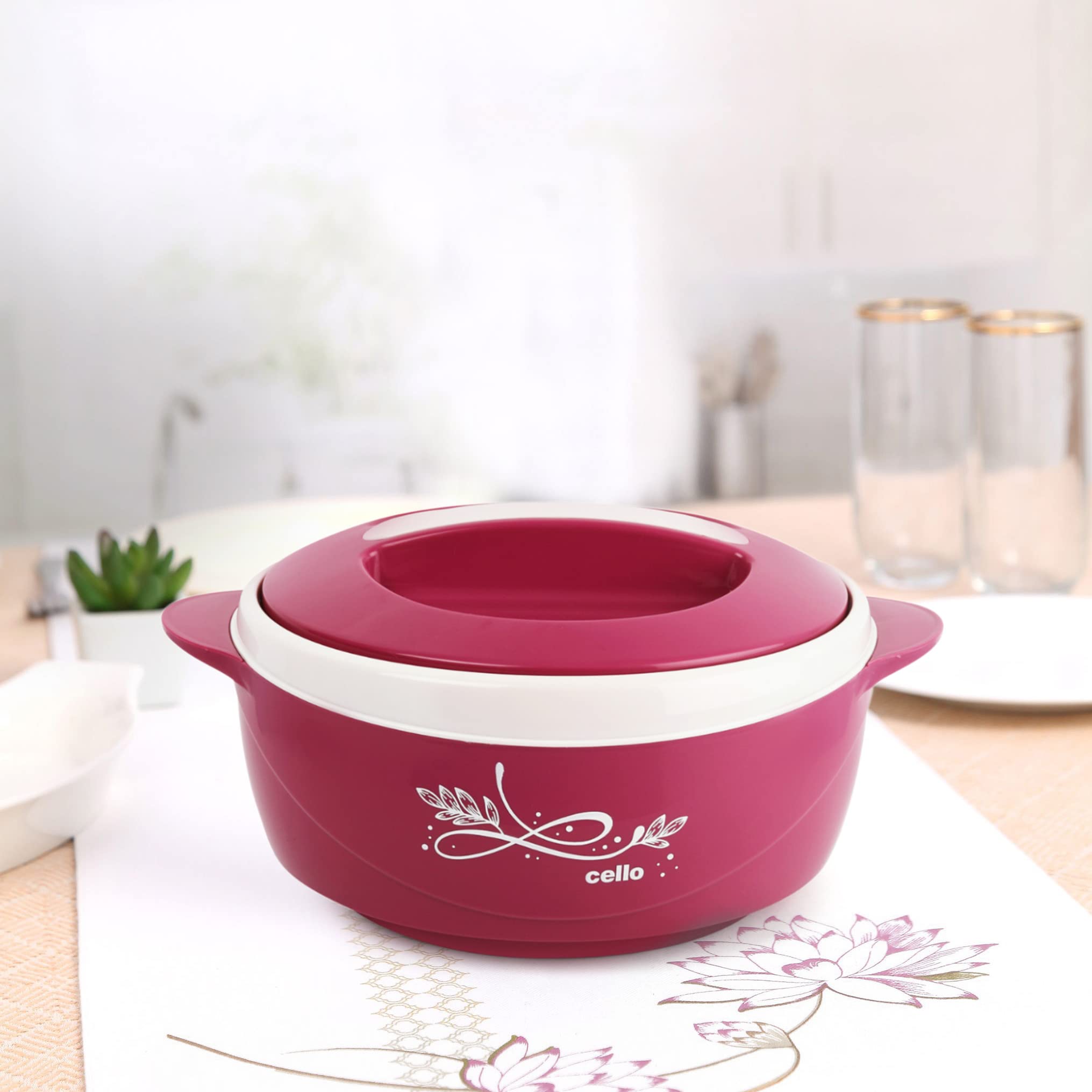 Premium CELLO Sapphire Insulated Stainless Steel Casserole for Roti & Chapati - 1500ml Hot Box with Lid | Thermal Food Container for Kitchen & Home | Keeps Food Hot/Cold Longer | Perfect for Picnics, Office Lunch & Meal Prep (Pink)
