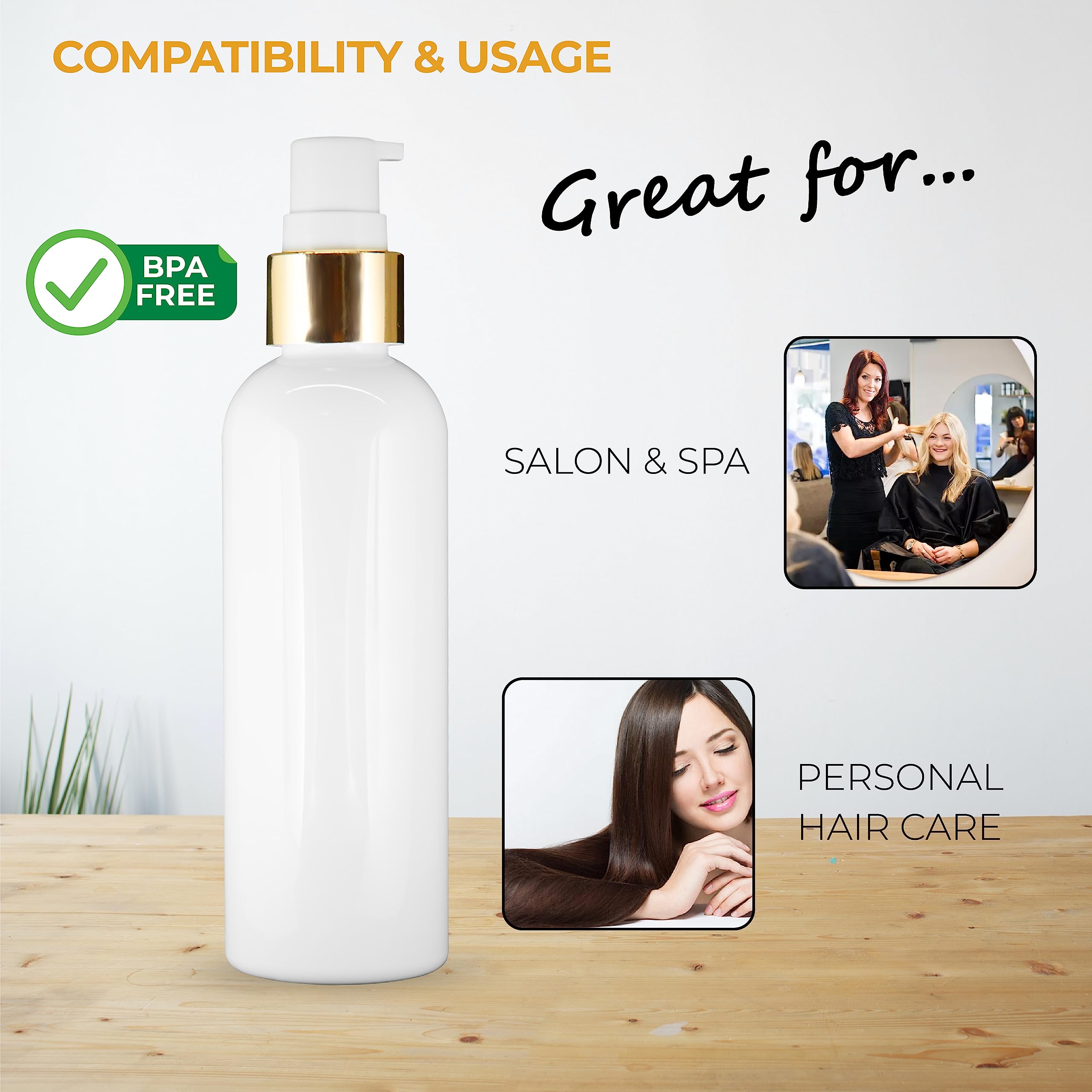 Refillable 3-Piece Cylindrical Bottle Set with Pump Dispenser, Spray Atomizer & Root Comb - Durable White Containers for Perfume, Liquids, Shampoo & Body Soap - Perfect for Travel, Salon & Home Organization