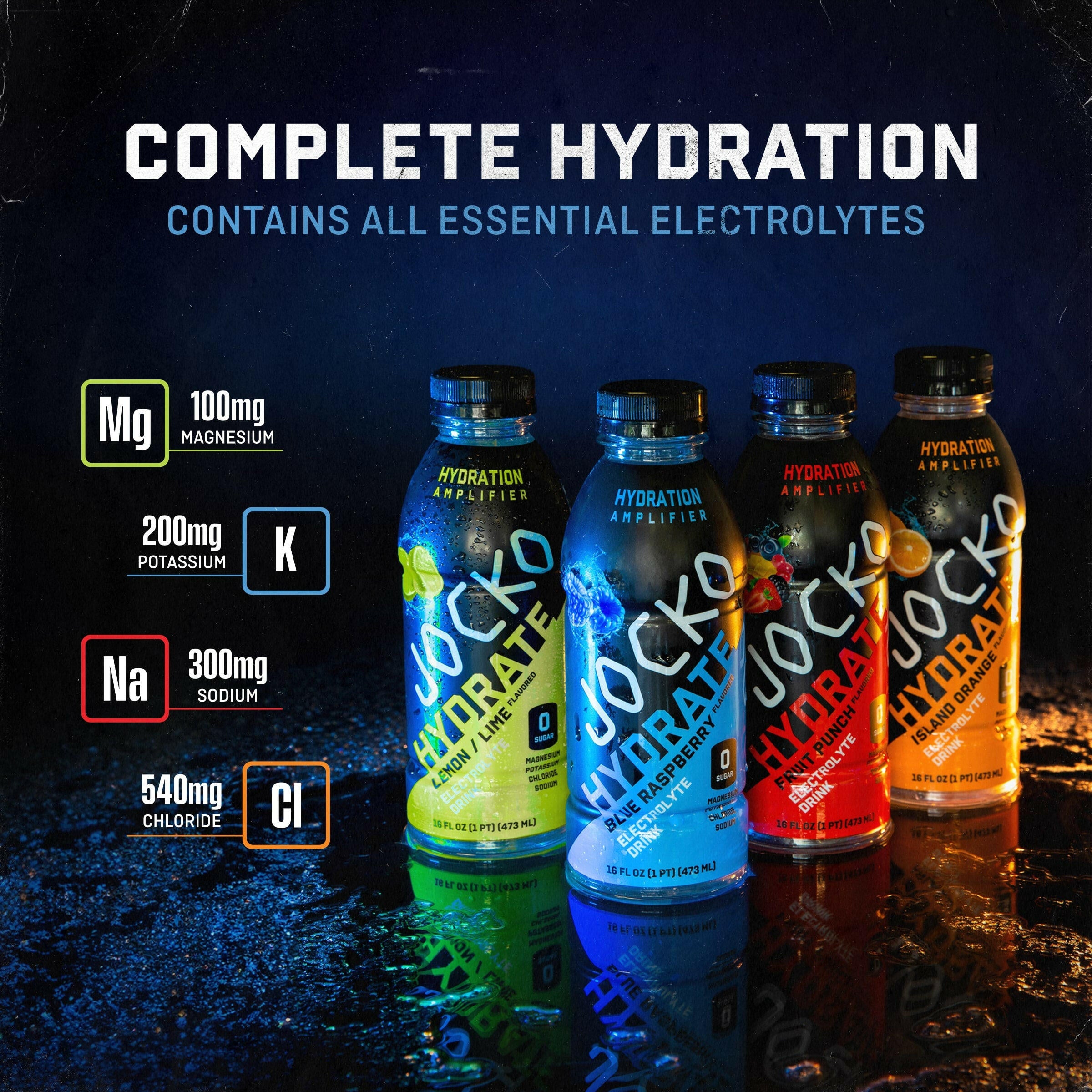 JOCKO HYDRATE Electrolyte Drink Mix - Sugar Free Hydration Powder for Workout, Gym & Recovery - Best for Athletes, Fitness & Active Lifestyle - Perfect for Post-Workout, Hiking & Sports